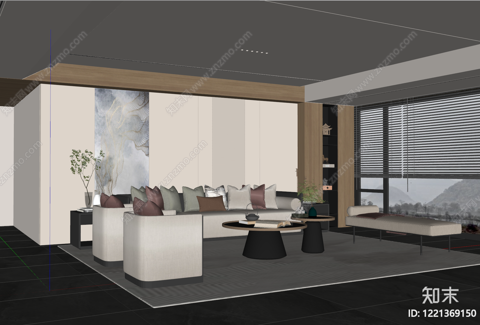 新中式家居客厅SU模型下载【ID:1221369150】