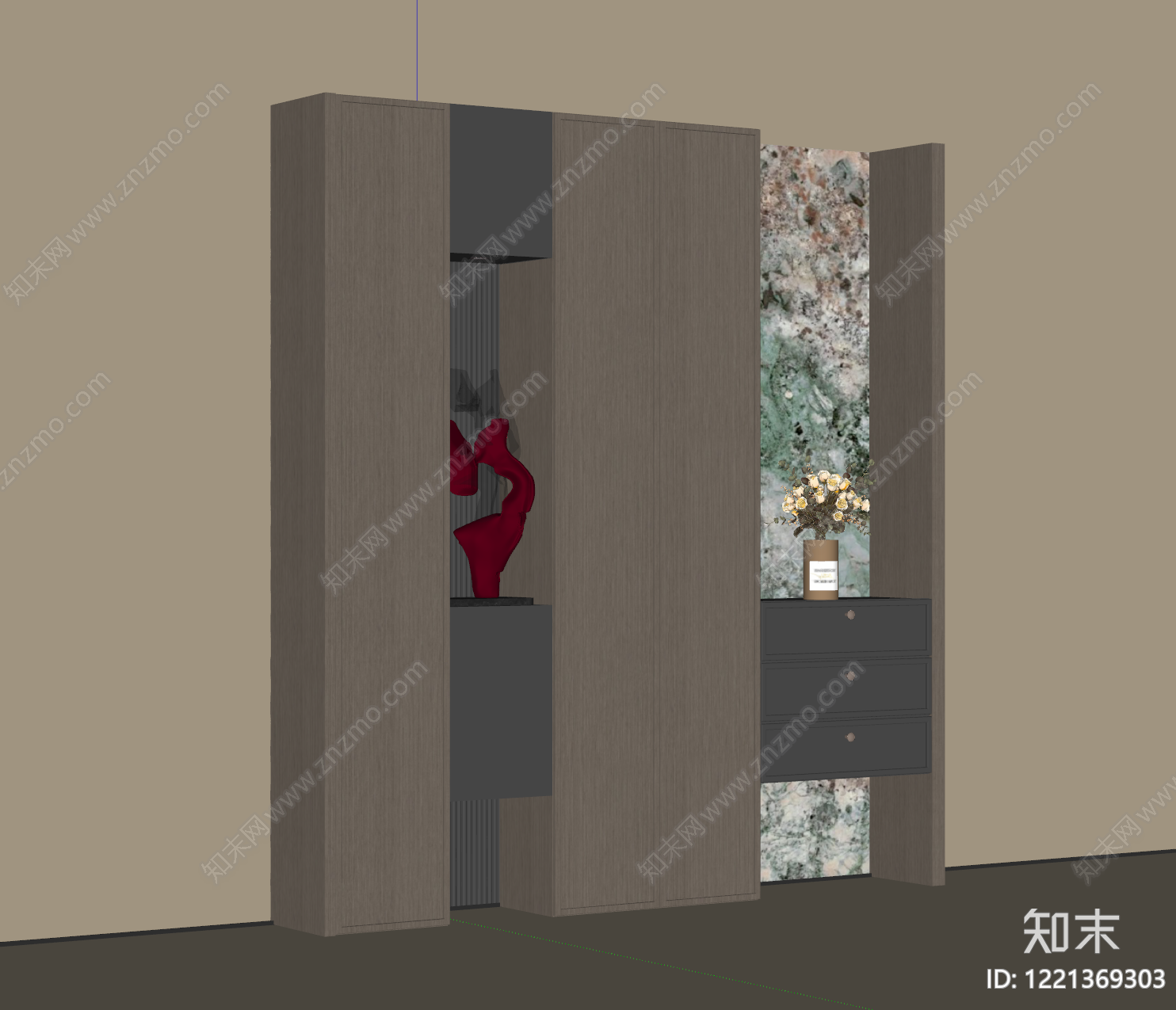 意式极简玄关柜SU模型下载【ID:1221369303】