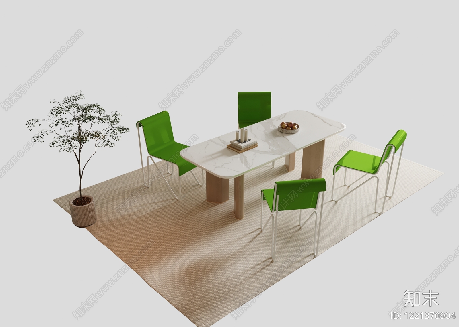 极简餐桌椅3D模型下载【ID:1221370904】