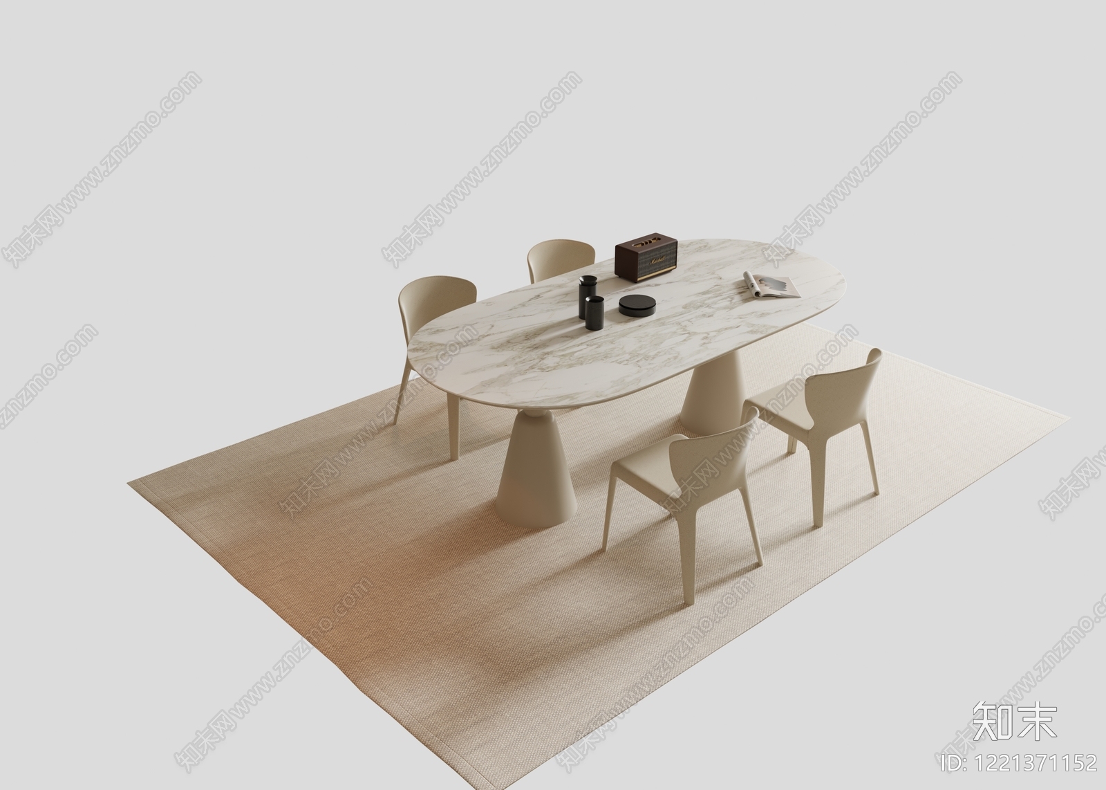 极简餐桌椅3D模型下载【ID:1221371152】