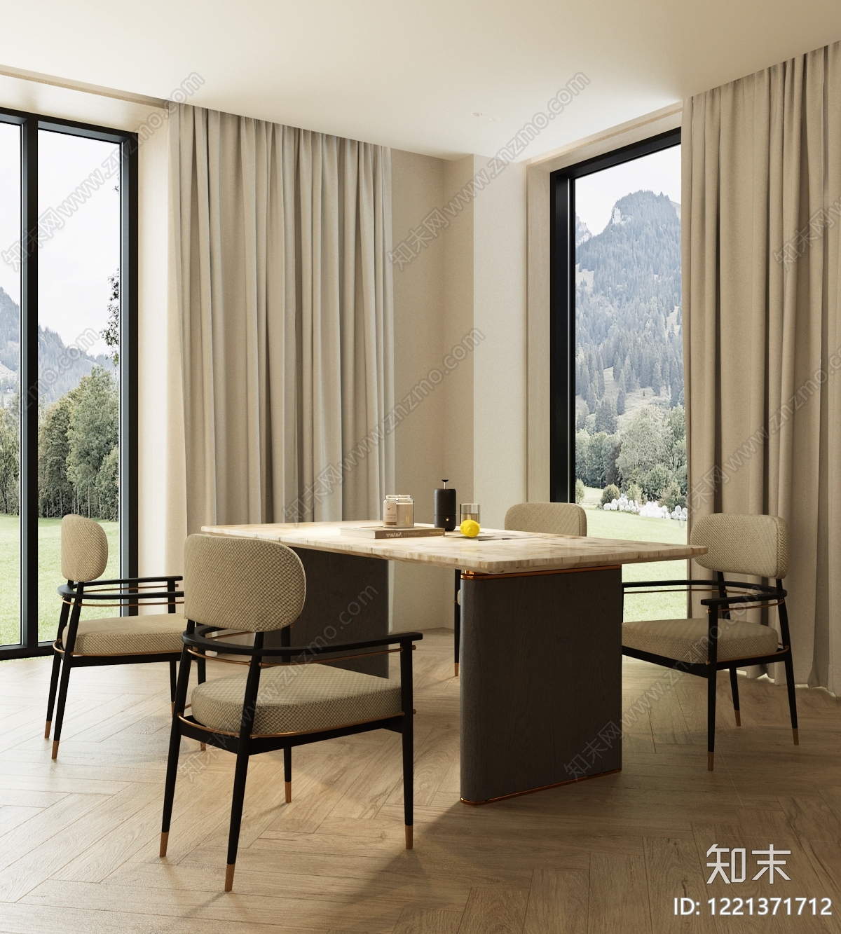 极简家居餐厅SU模型下载【ID:1221371712】