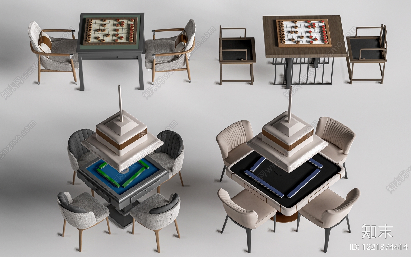 新中式休闲桌椅3D模型下载【ID:1221374414】