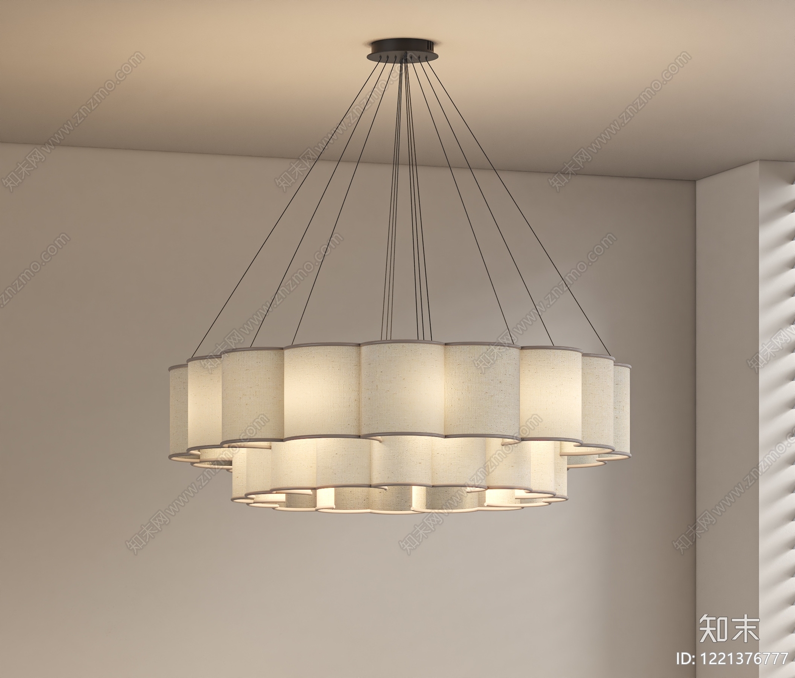 现代简约艺术吊灯3D模型下载【ID:1221376777】