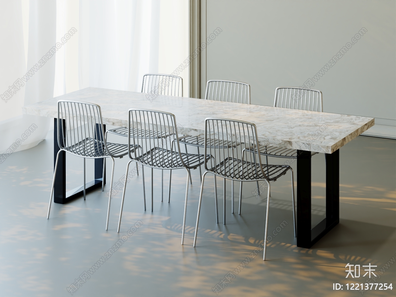 极简餐桌椅3D模型下载【ID:1221377254】