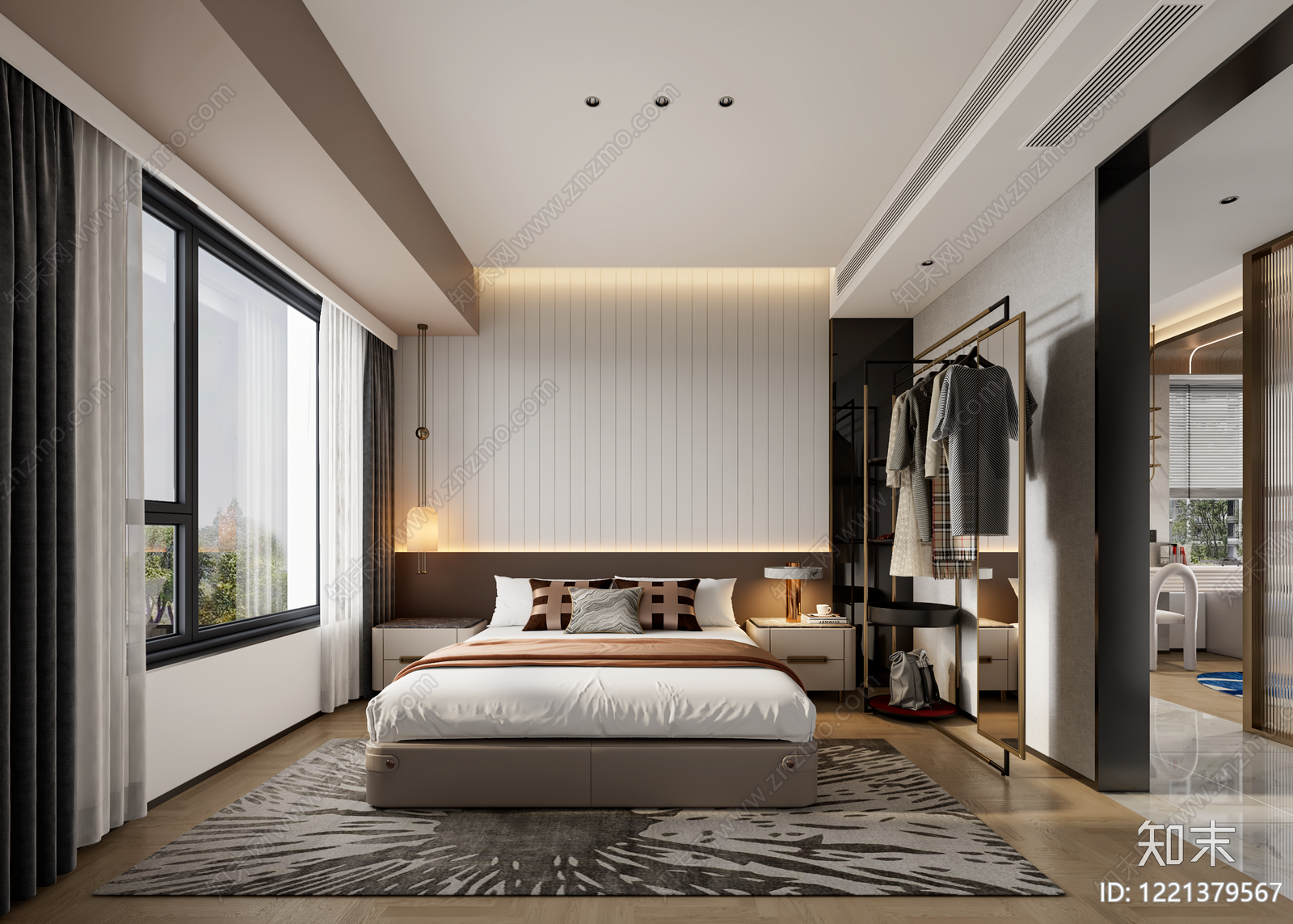 现代简约家居卧室3D模型下载【ID:1221379567】