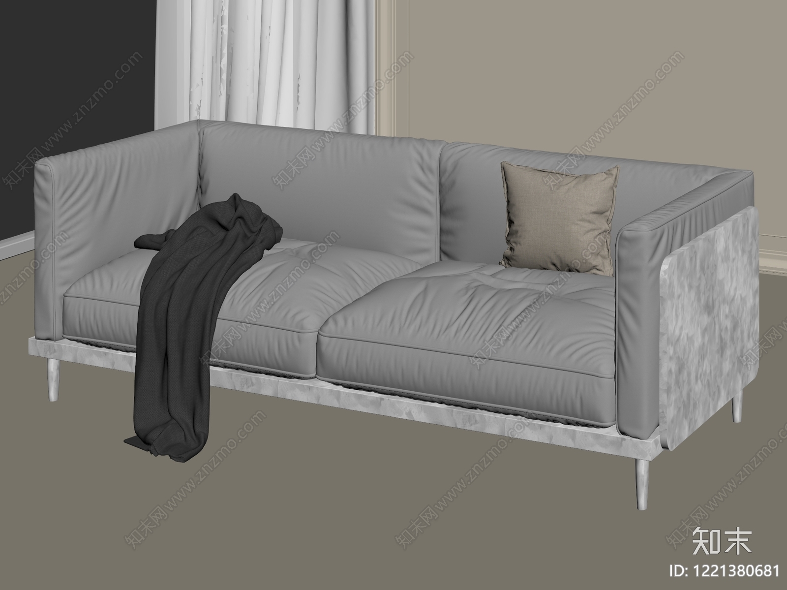 极简双人沙发3D模型下载【ID:1221380681】