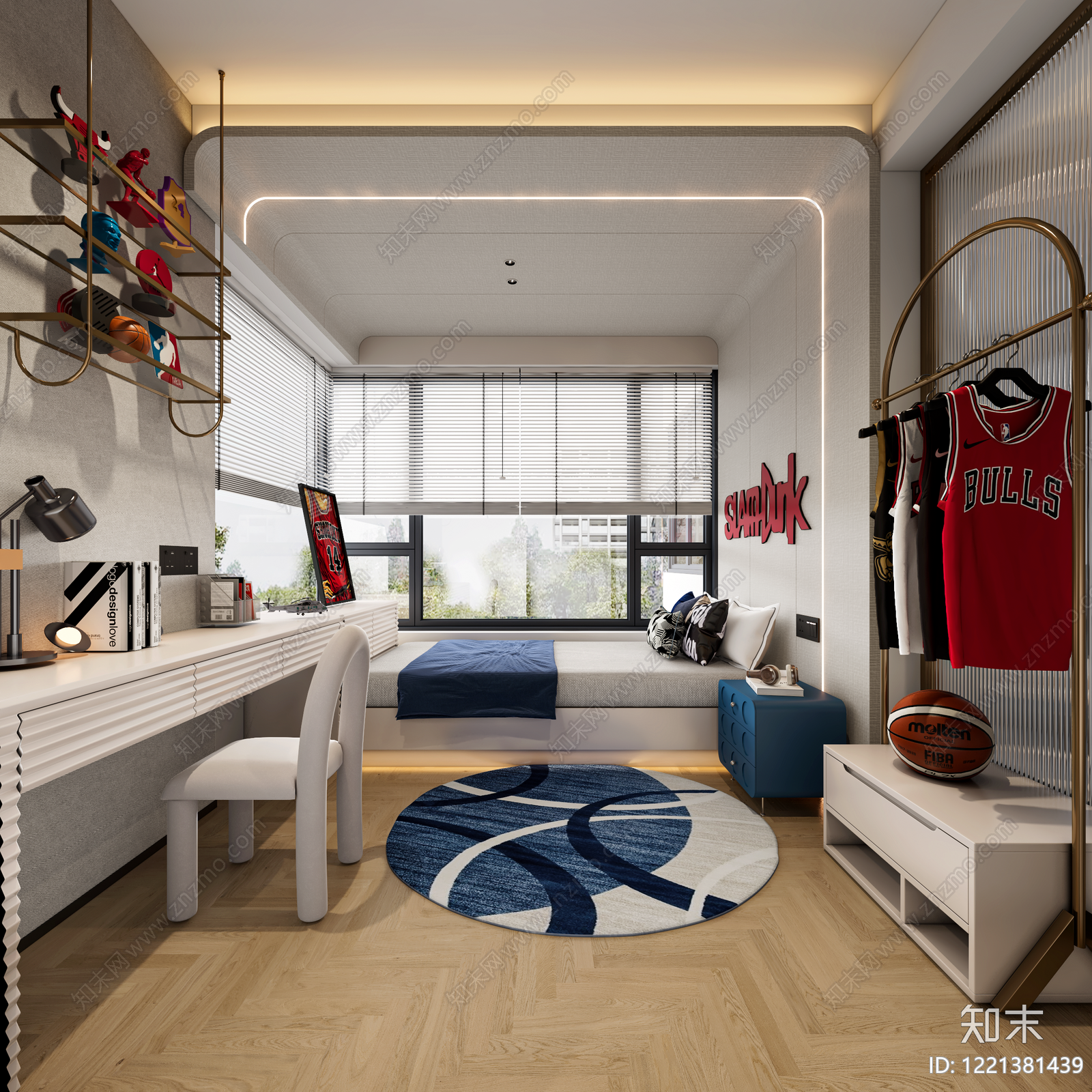 现代简约男孩房3D模型下载【ID:1221381439】