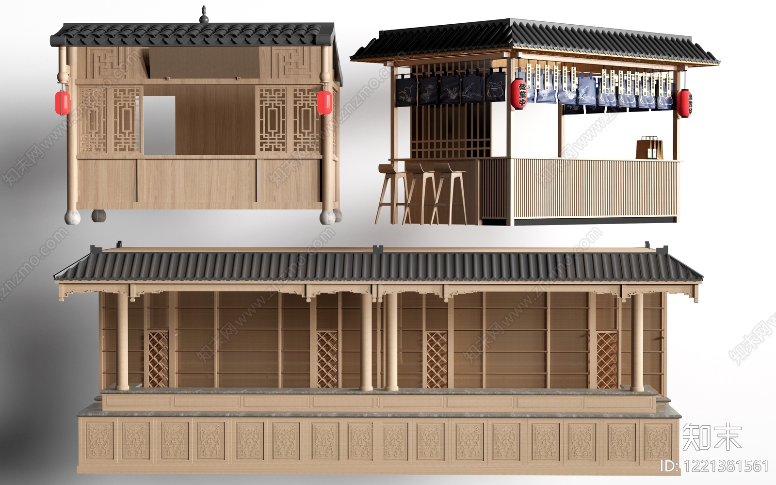 新中式商业街3D模型渲染效果图