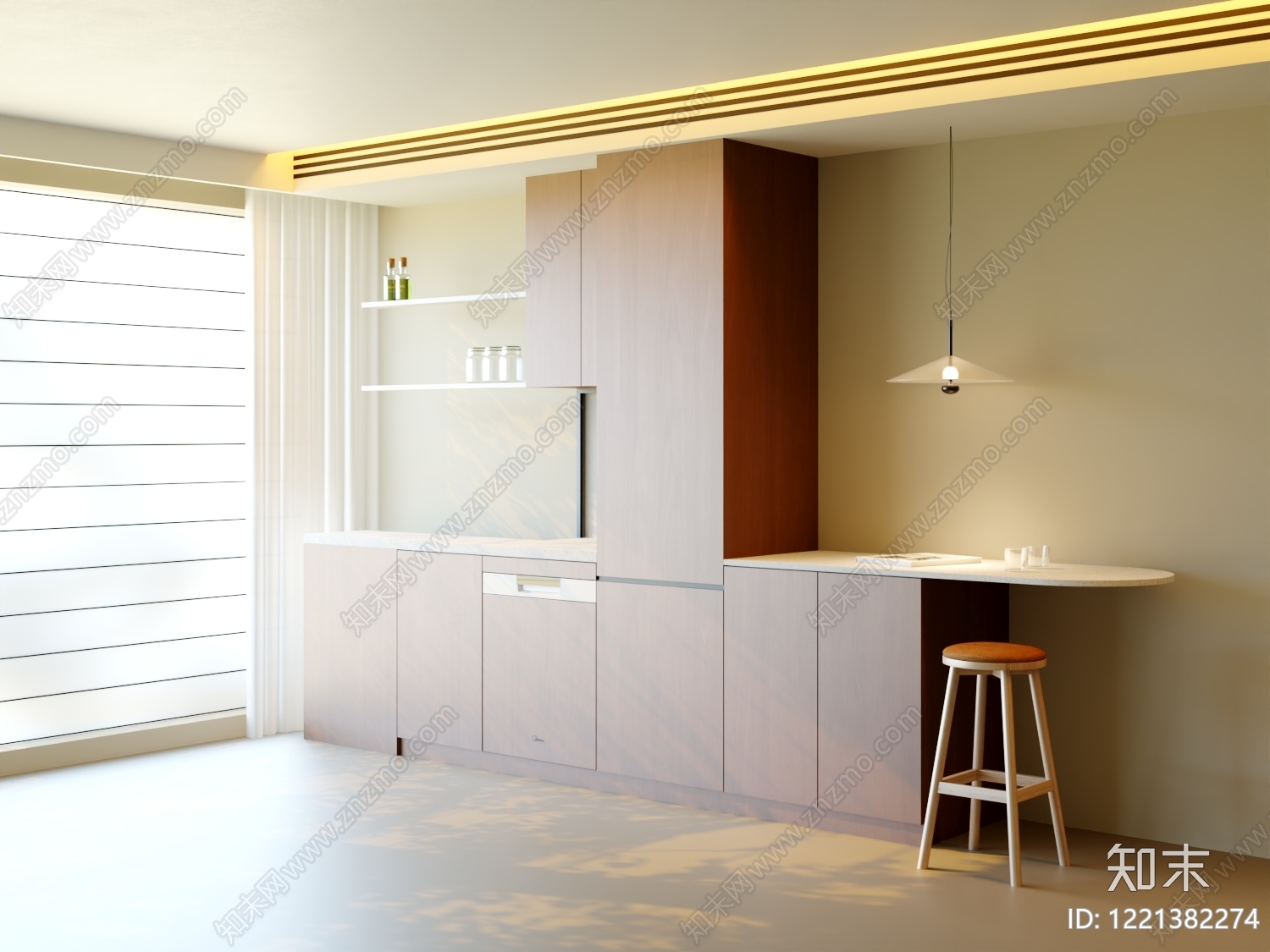 极简橱柜3D模型渲染效果图