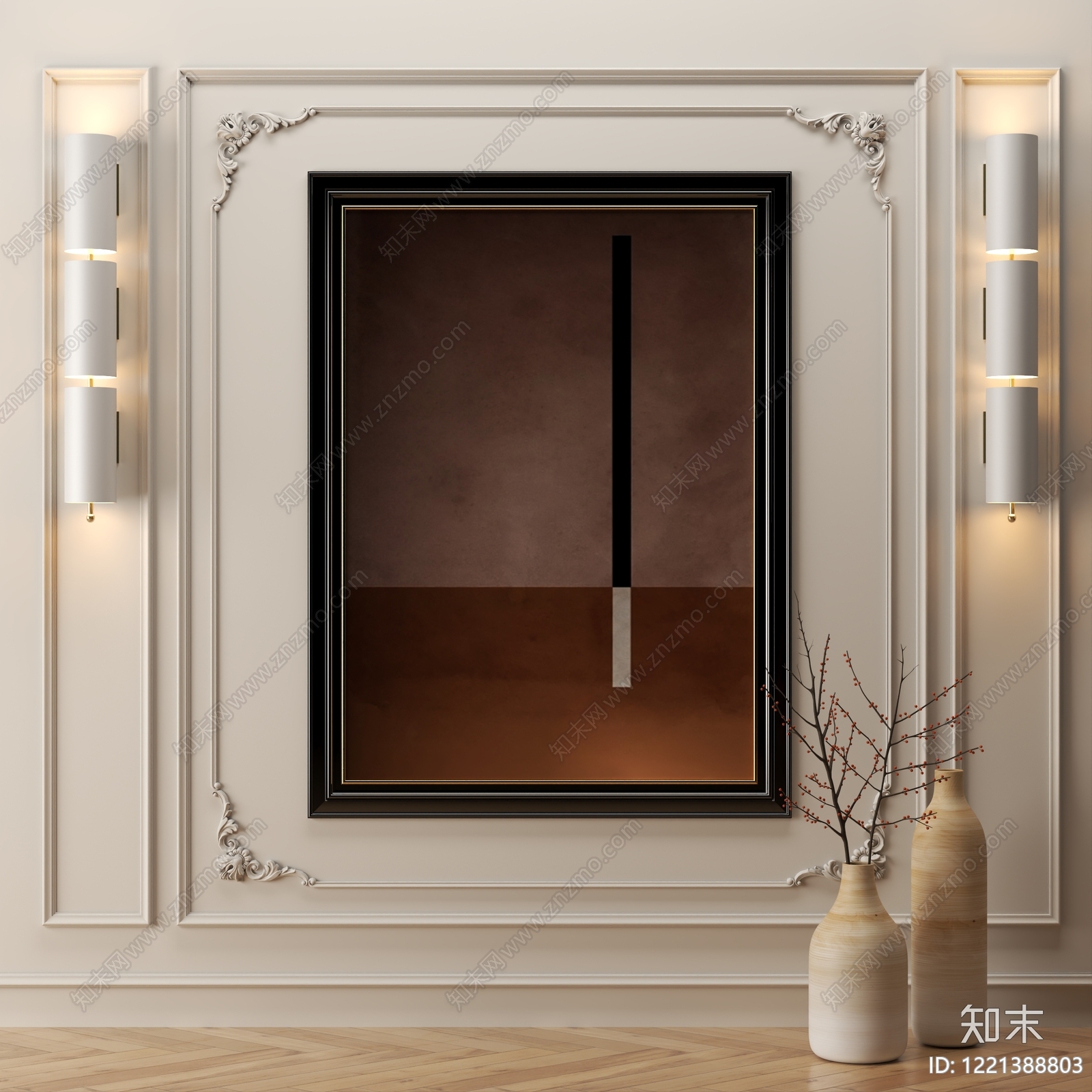 法式挂画3D模型下载【ID:1221388803】