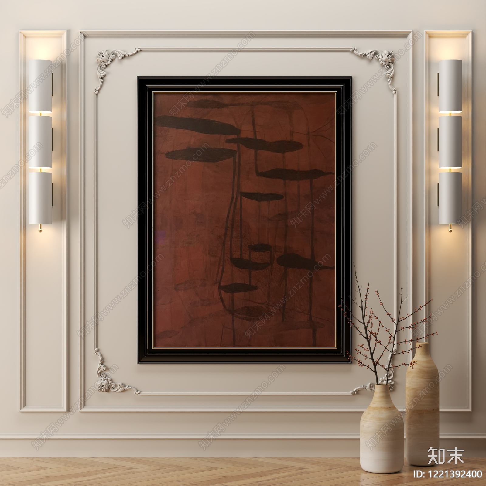 法式挂画3D模型下载【ID:1221392400】