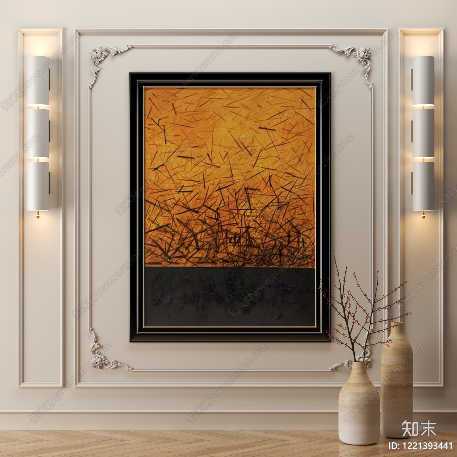 法式挂画3D模型下载【ID:1221393441】