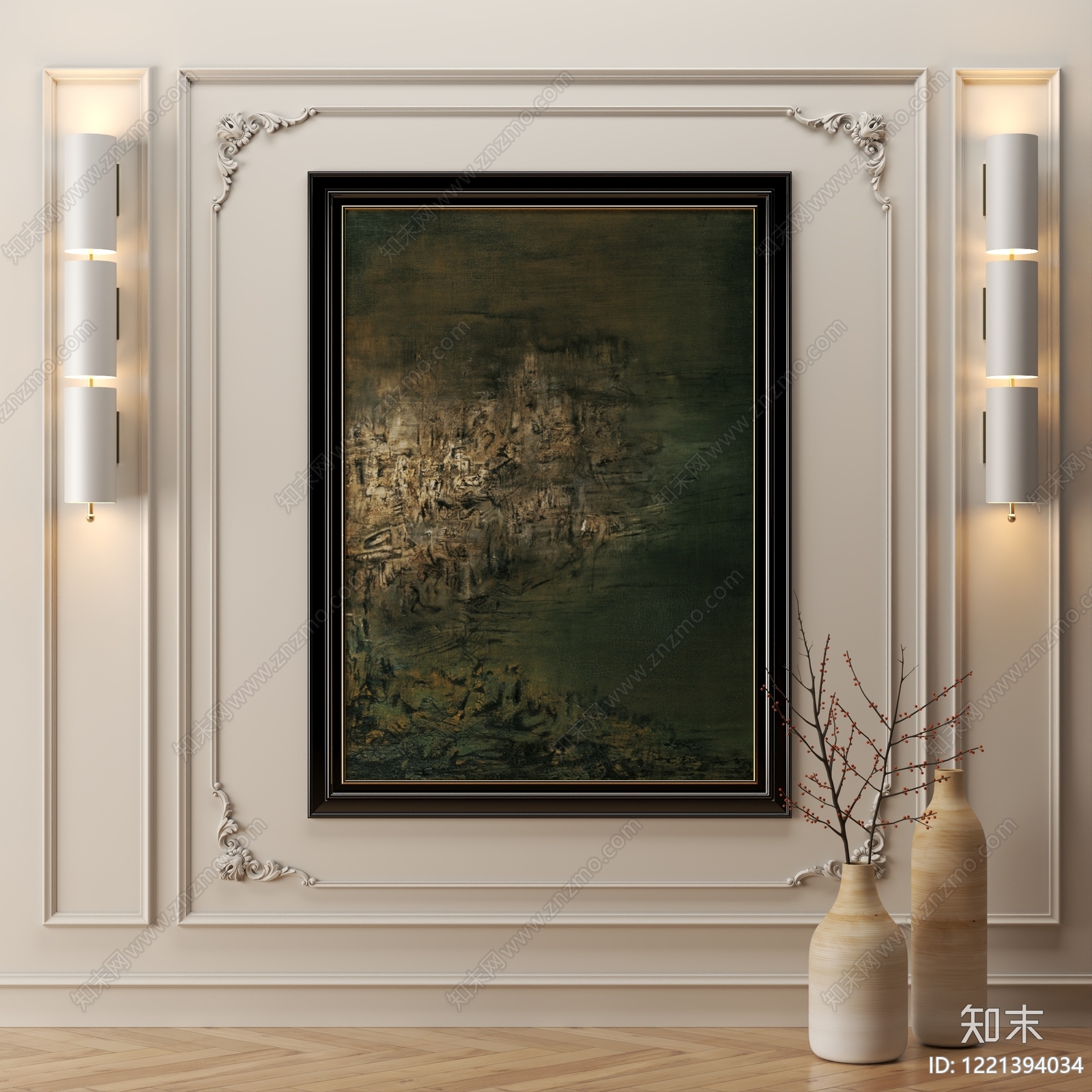 法式挂画3D模型下载【ID:1221394034】