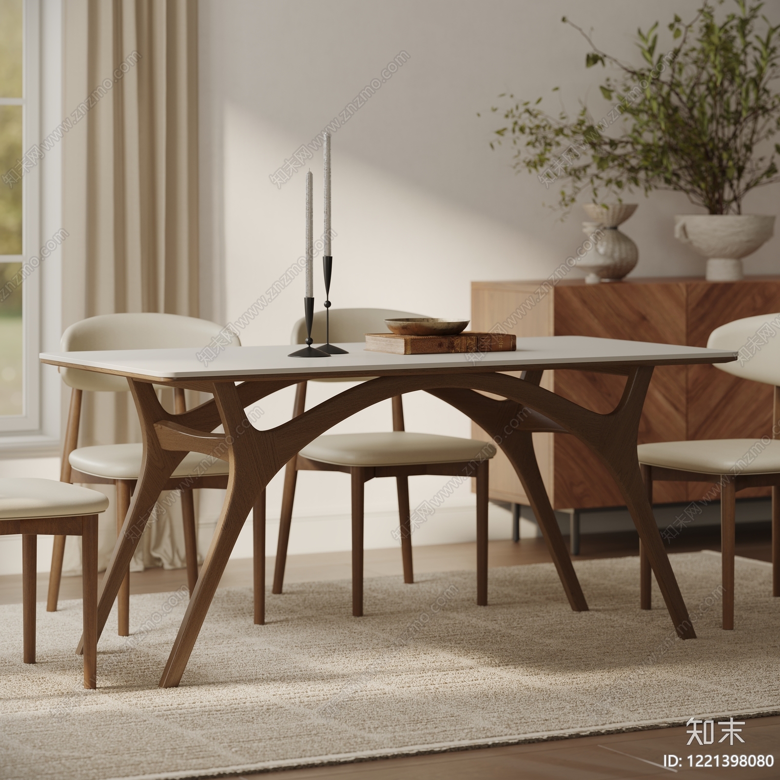 北欧风餐桌椅3D模型下载【ID:1221398080】