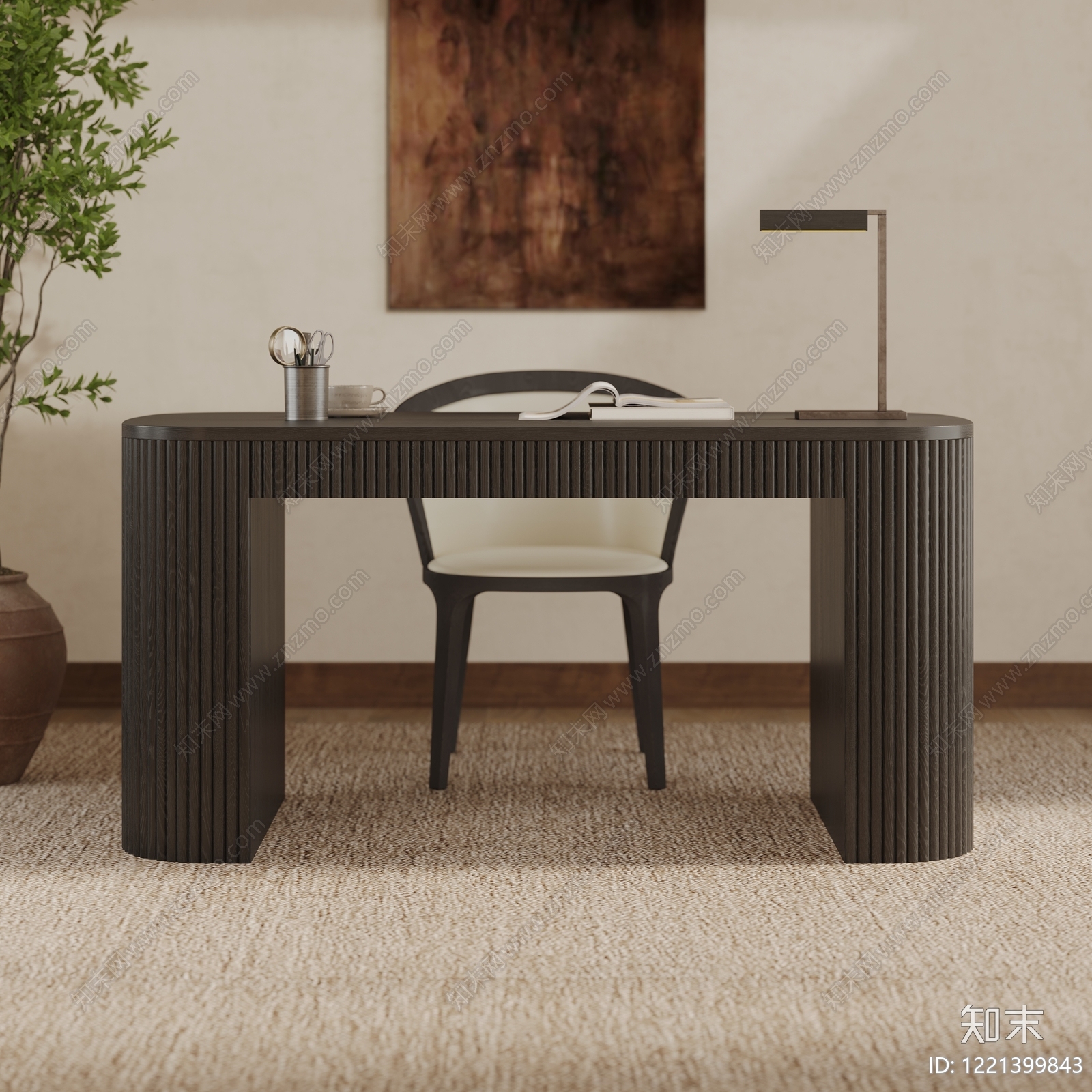 意式极简书桌3D模型下载【ID:1221399843】