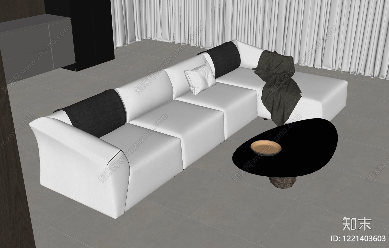 极简主义L型沙发SU模型下载【ID:1221403603】