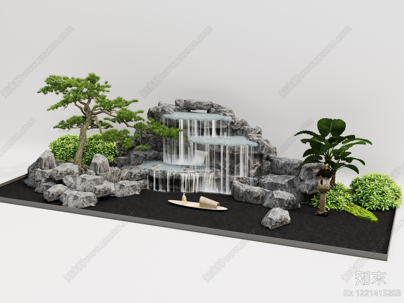 新中式景观假山水景3D模型下载【ID:1221415203】