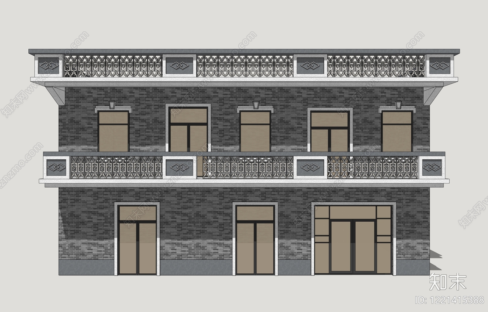 复古多层住宅SU模型下载【ID:1221415388】