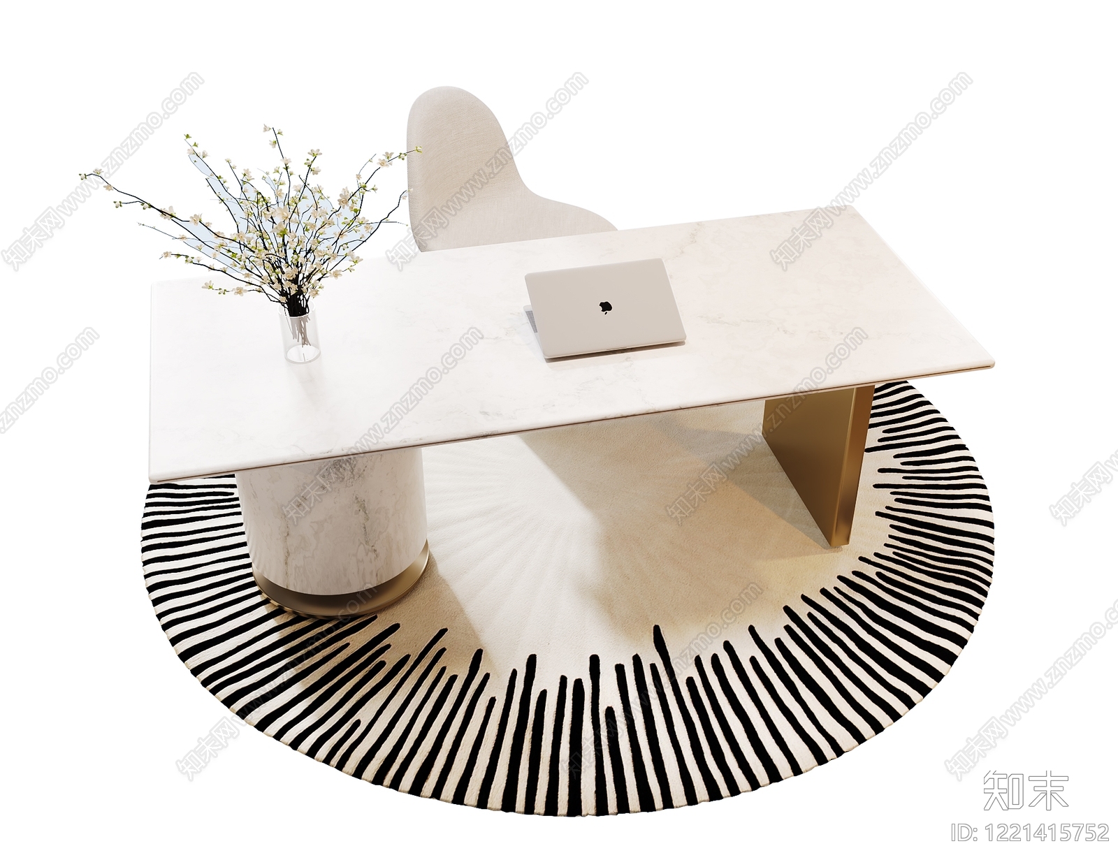 意式极简书桌3D模型下载【ID:1221415752】