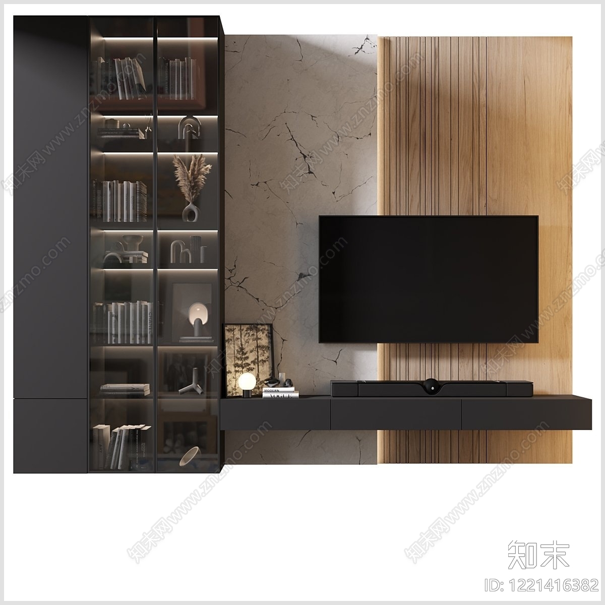 极简电视背景墙3D模型下载【ID:1221416382】