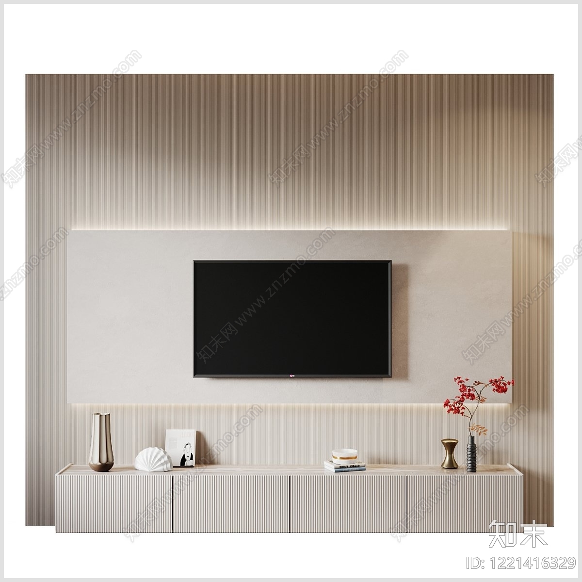 极简电视背景墙3D模型下载【ID:1221416329】