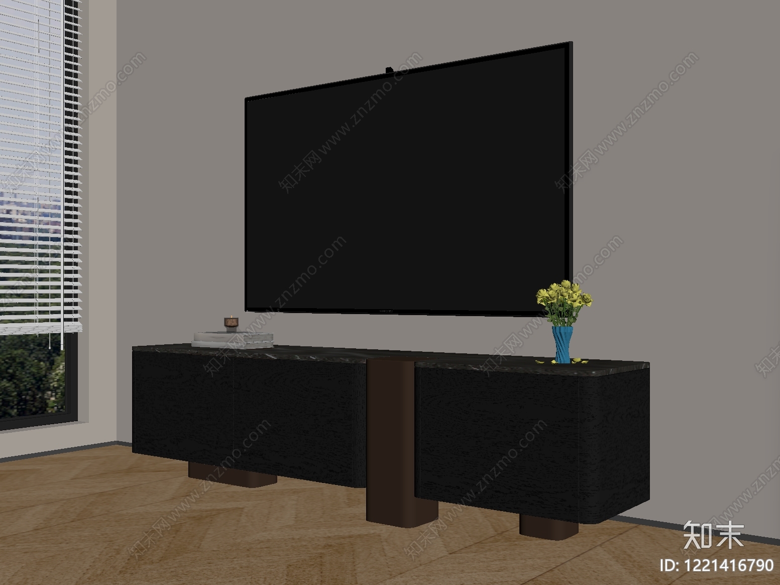 现代简约电视柜SU模型下载【ID:1221416790】