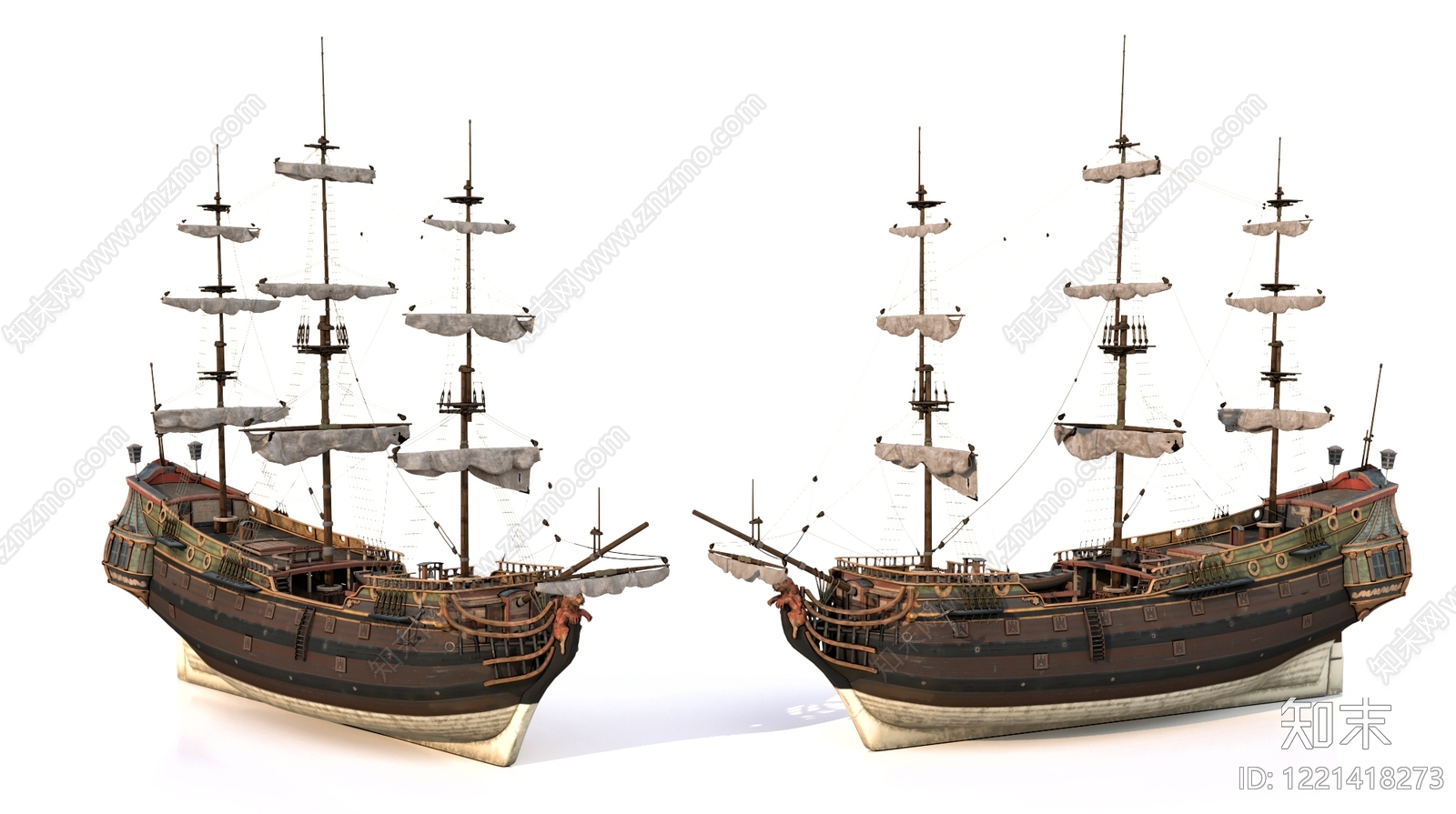复古航海风雕塑摆件3D模型下载【ID:1221418273】