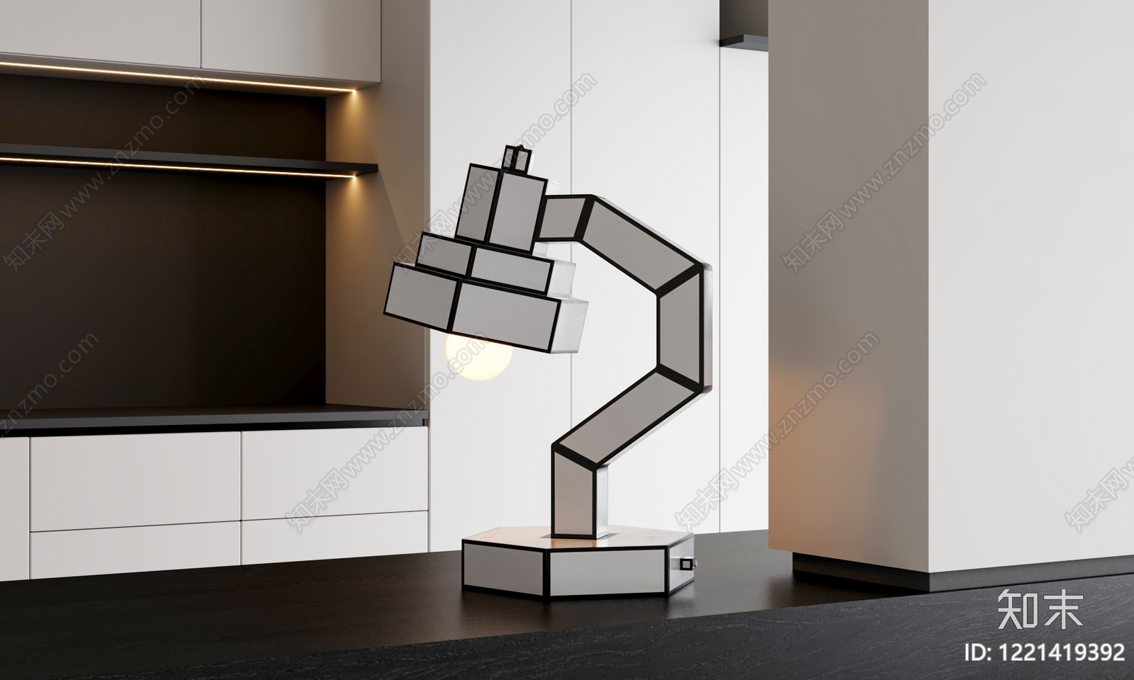 风格派雕塑摆件3D模型渲染效果图