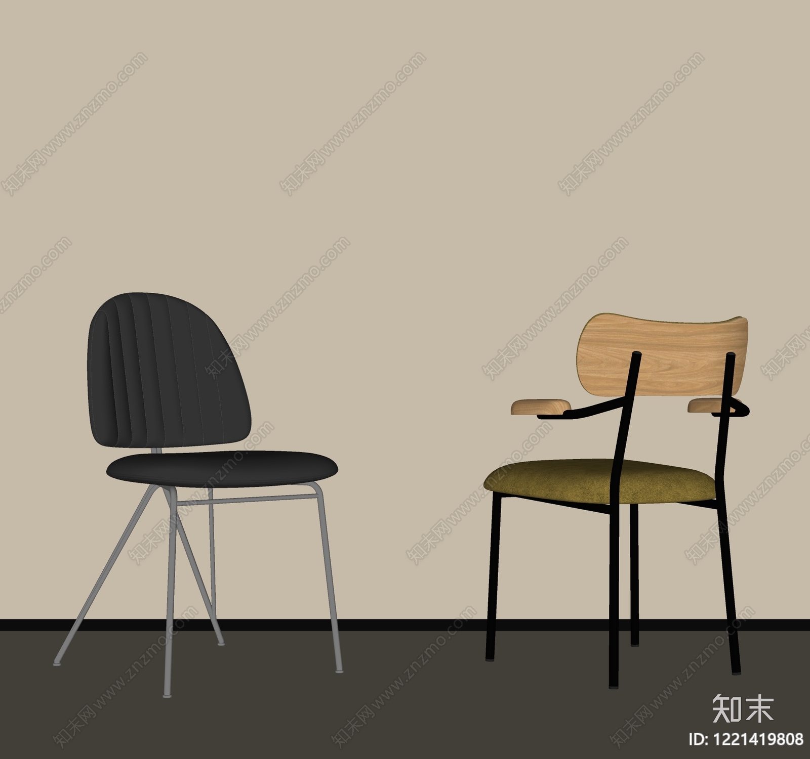 北欧风餐椅SU模型下载【ID:1221419808】