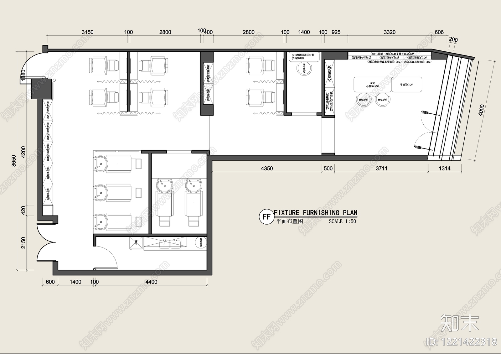 理发店cad施工图下载【ID:1221422318】