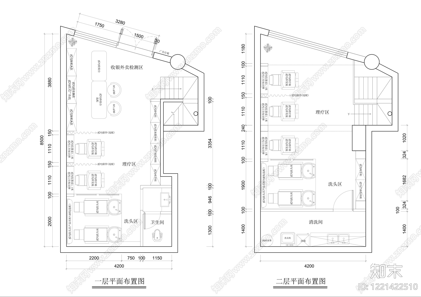 理发店cad施工图下载【ID:1221422510】