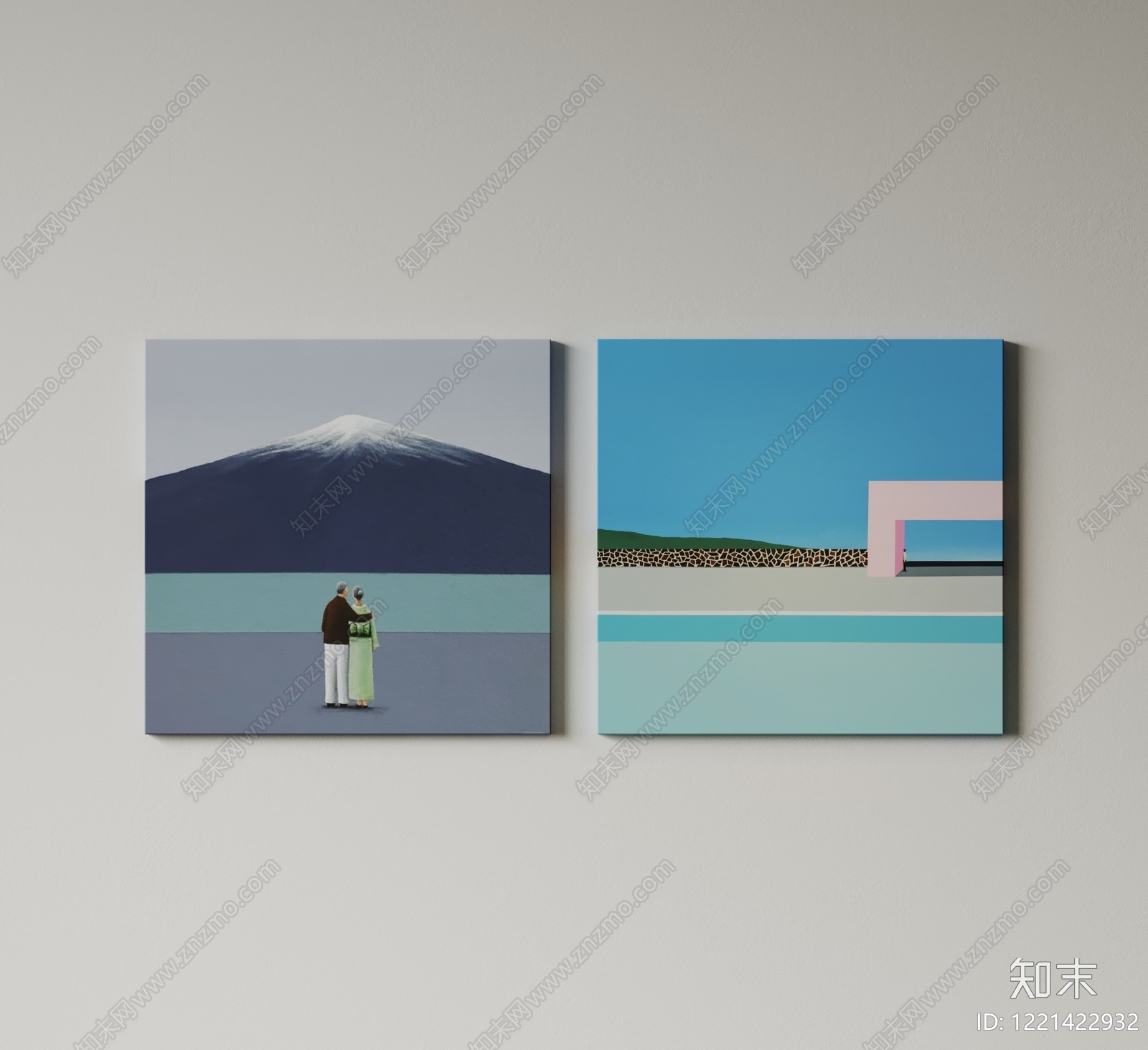 日式挂画组合SU模型下载【ID:1221422932】