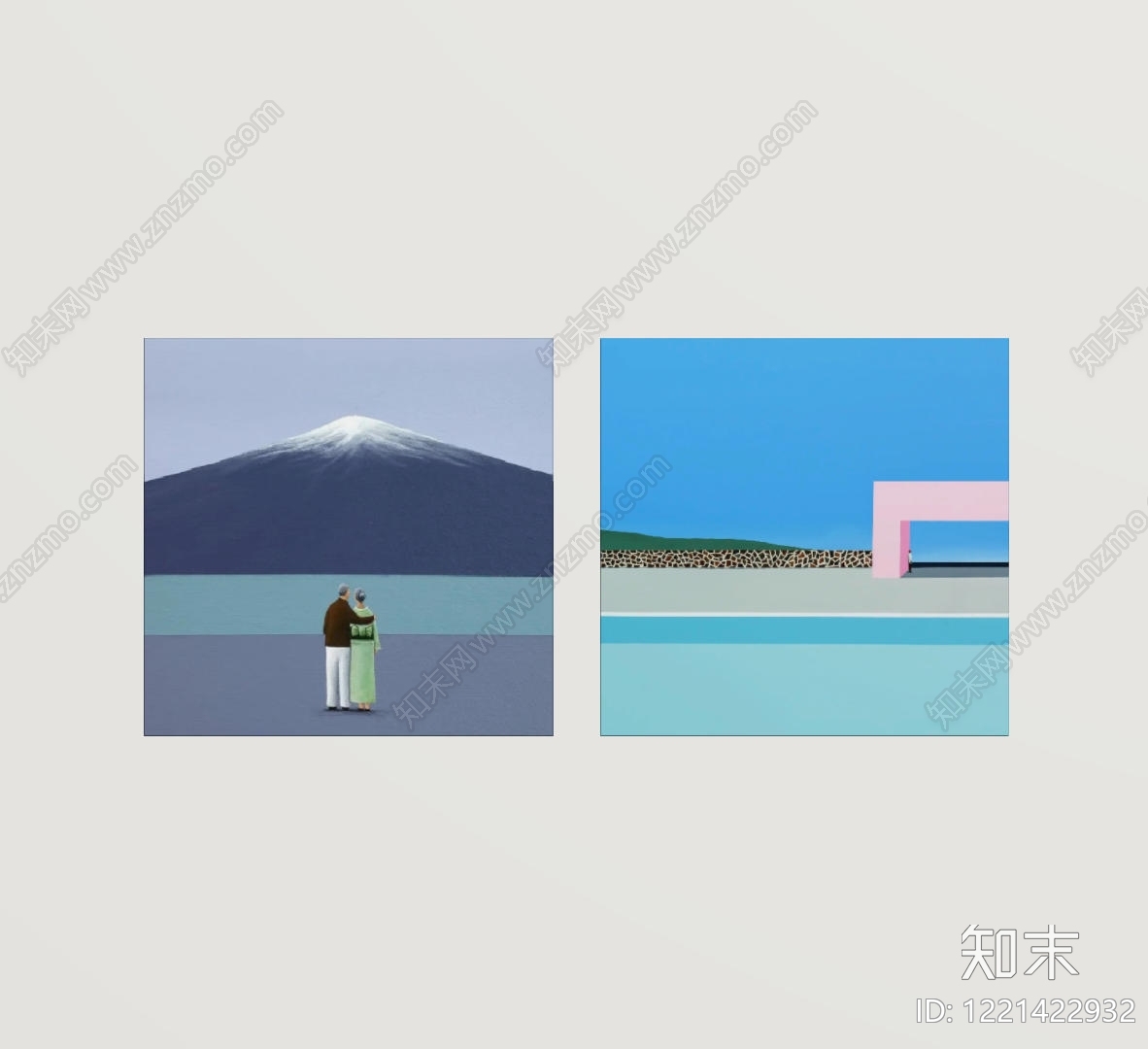 日式挂画组合SU模型下载【ID:1221422932】