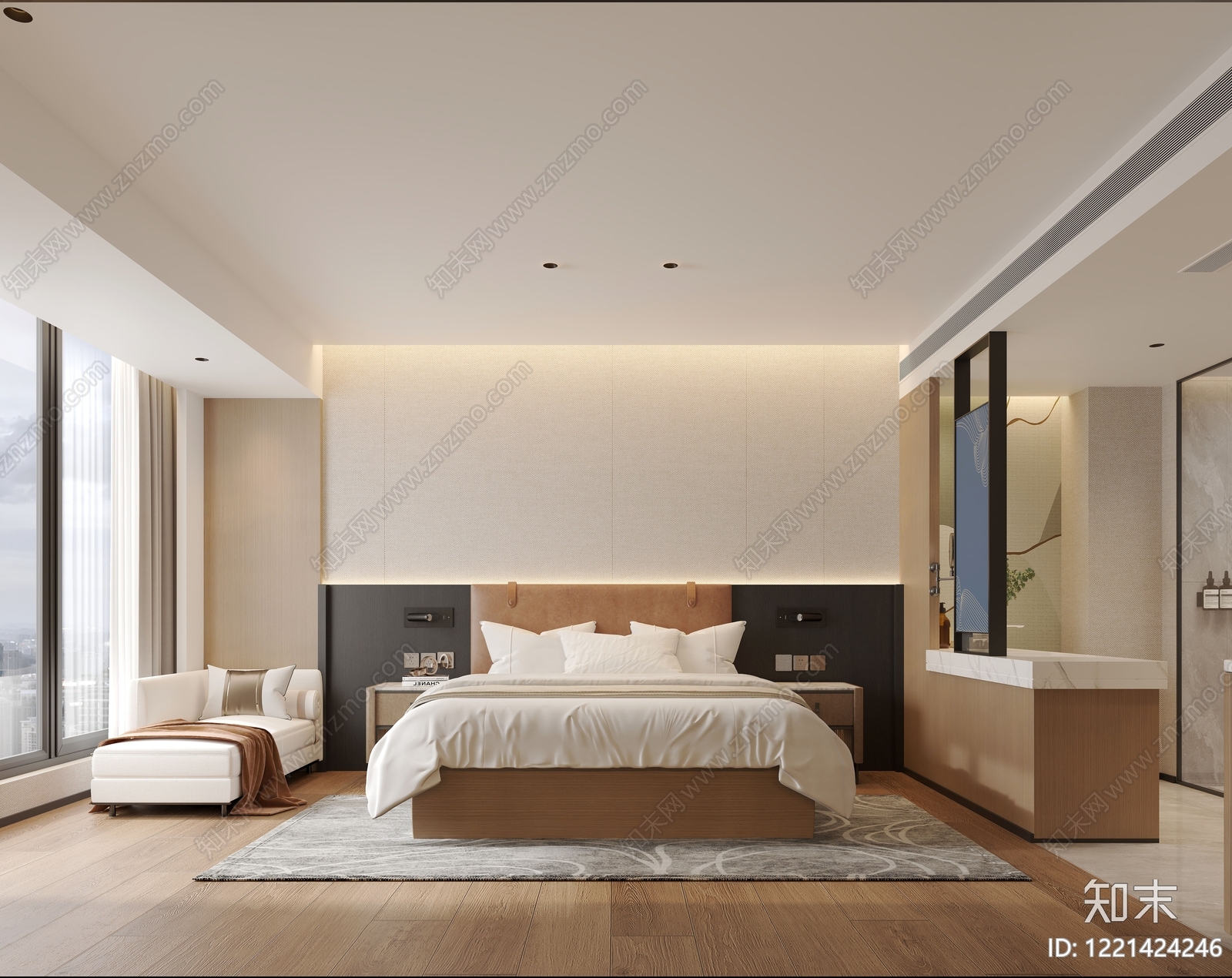 现代简约酒店客房3D模型下载【ID:1221424246】