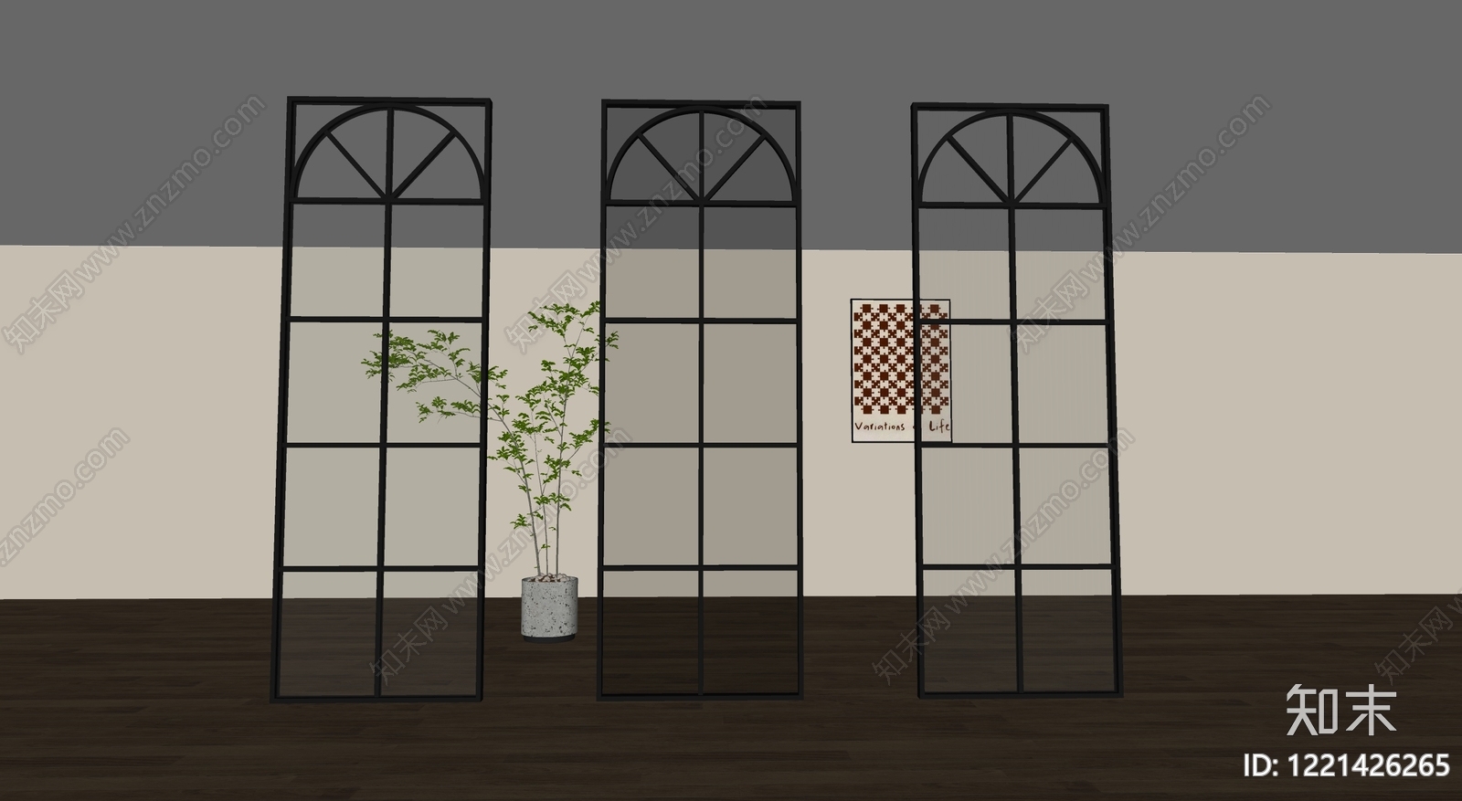 法式屏风SU模型下载【ID:1221426265】