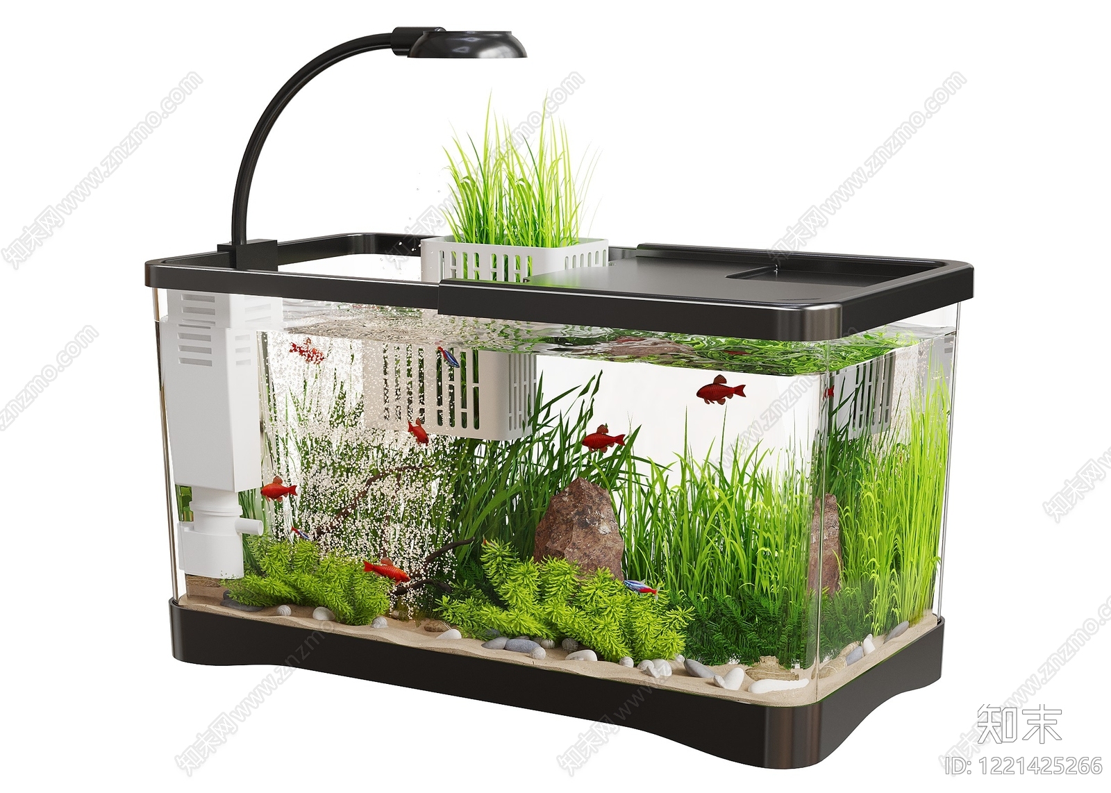 现代简约鱼缸3D模型渲染效果图