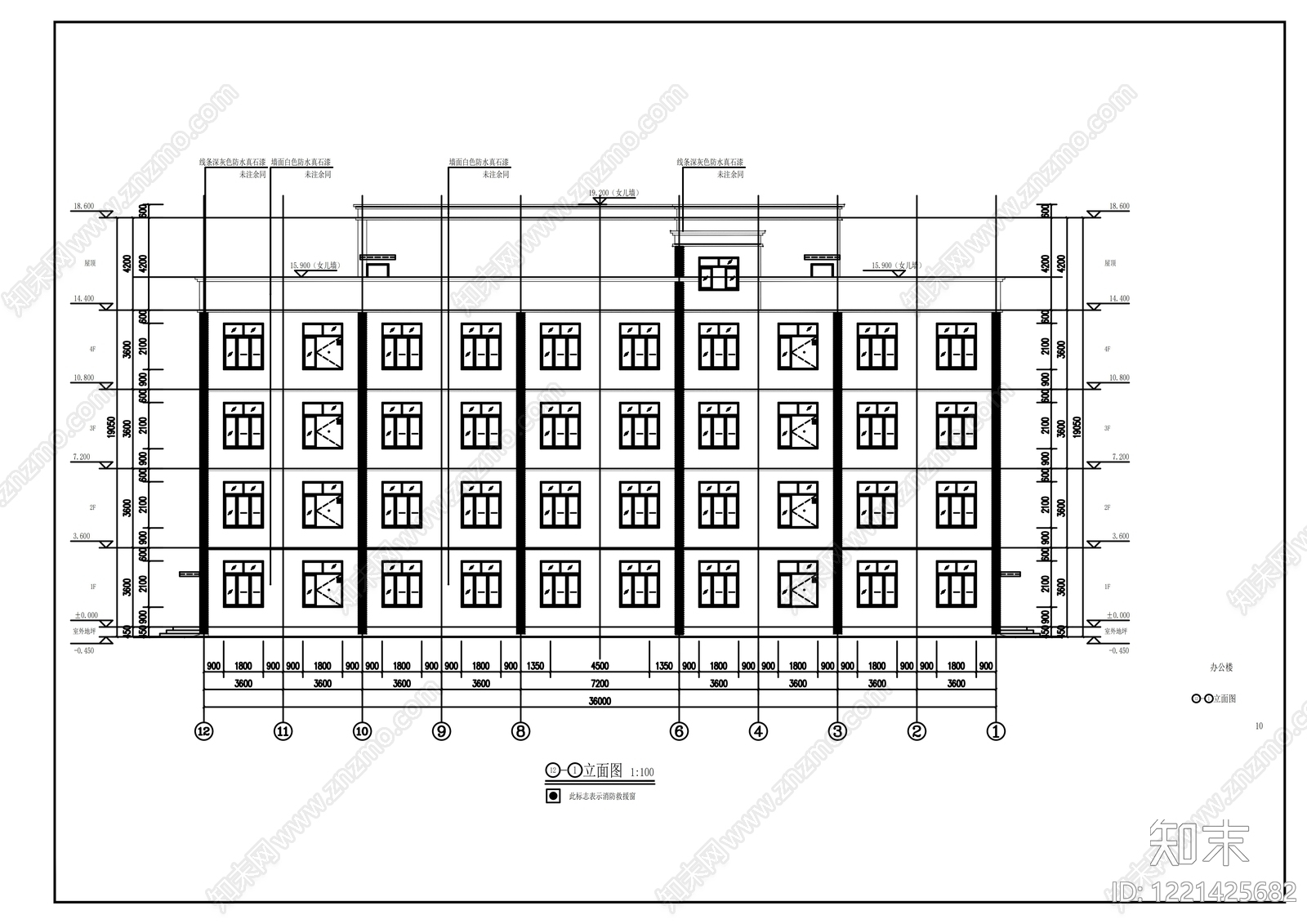 办公楼建筑cad施工图下载【ID:1221425682】