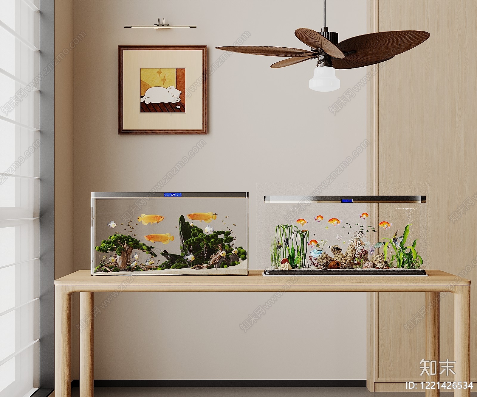 日式鱼缸3D模型下载【ID:1221426534】