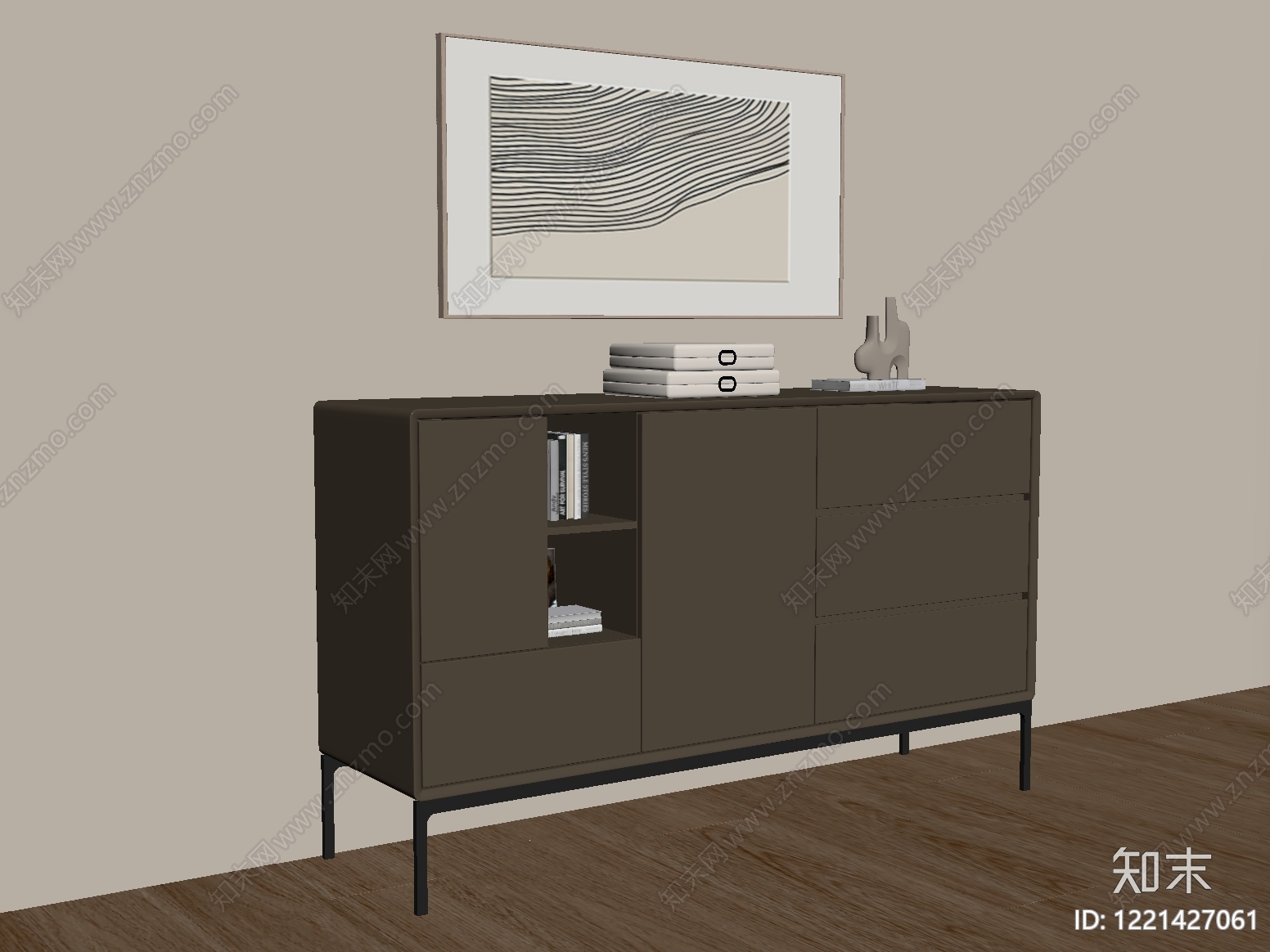 现代简约餐边柜SU模型下载【ID:1221427061】