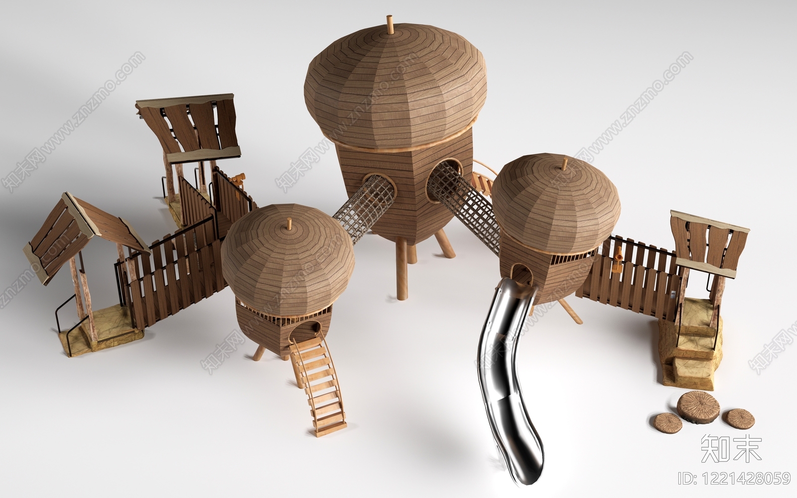 原木风儿童游乐空间3D模型下载【ID:1221428059】