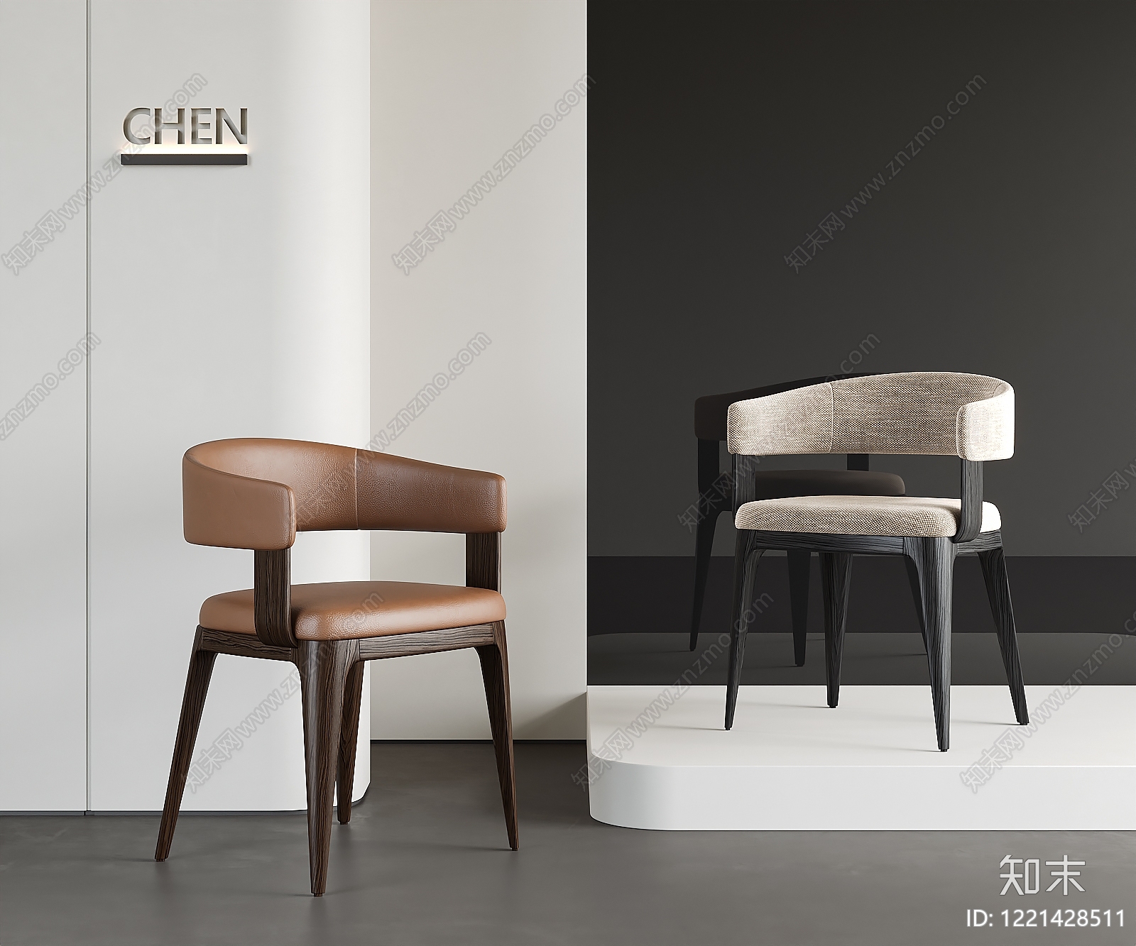 意式极简餐椅3D模型下载【ID:1221428511】