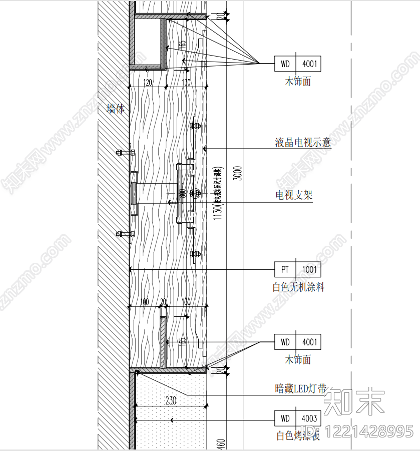 背景墙节点cad施工图下载【ID:1221428995】