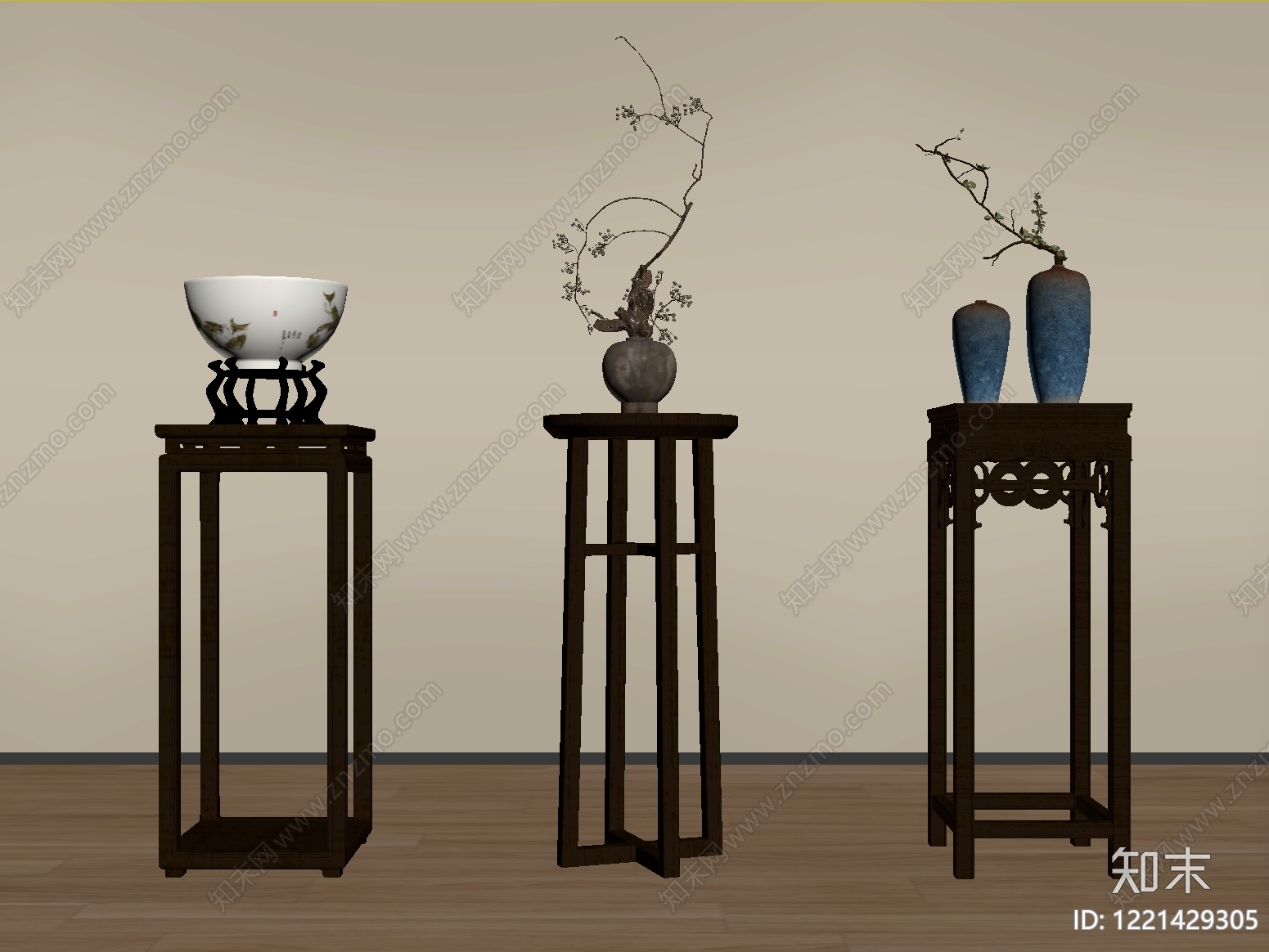 新中式花几SU模型下载【ID:1221429305】