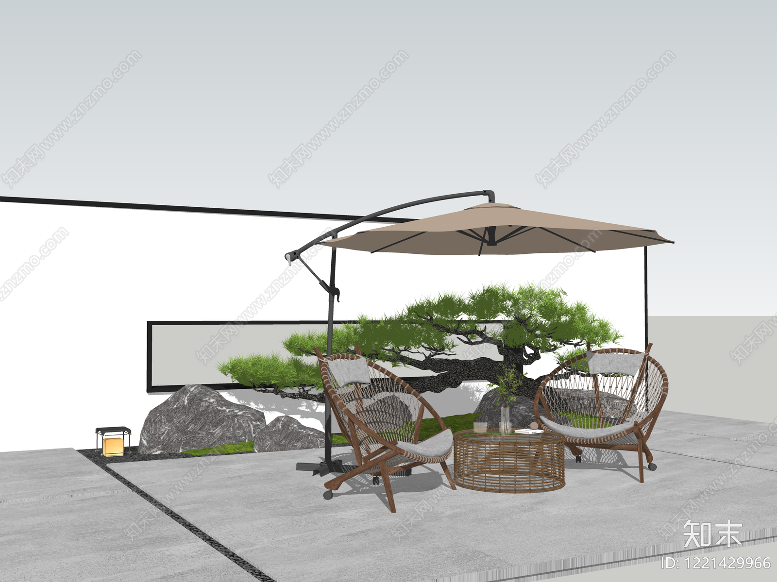 新中式景墙SU模型下载【ID:1221429966】