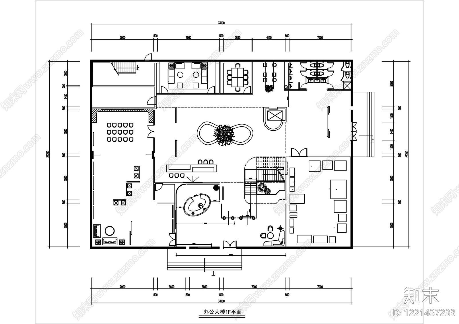 现代整体办公空间CAD图纸