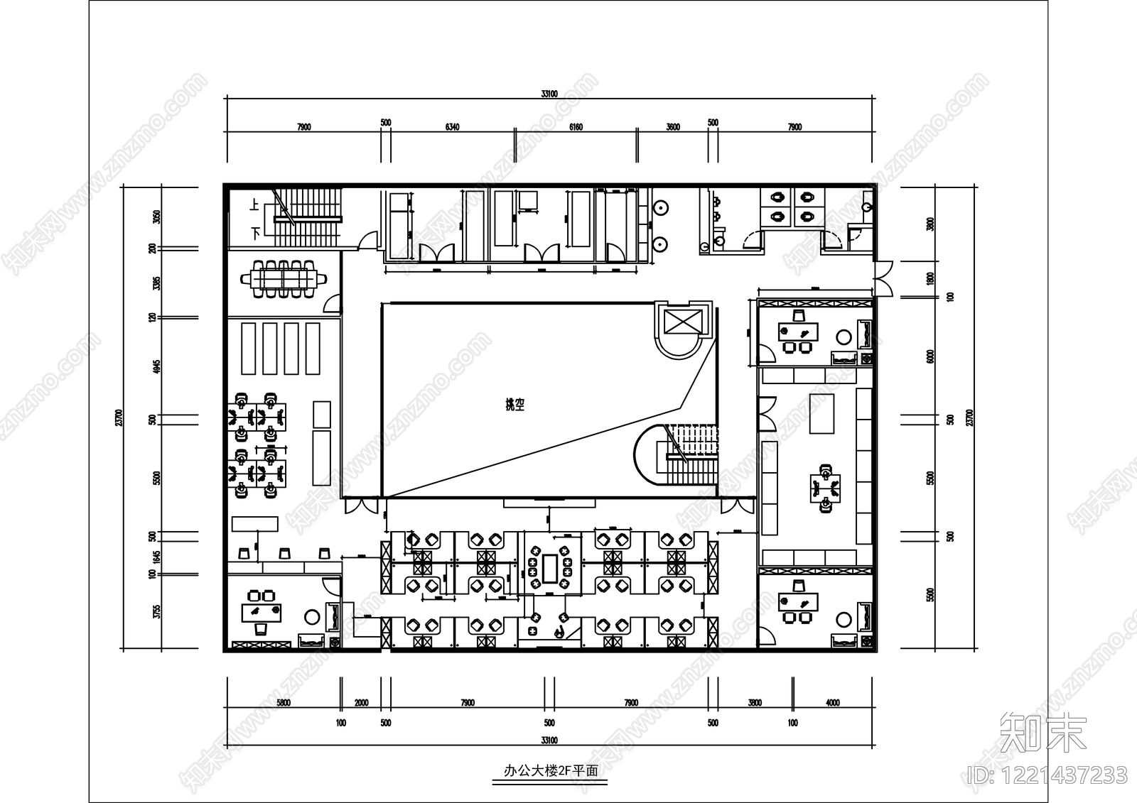 整体办公空间cad施工图下载【ID:1221437233】