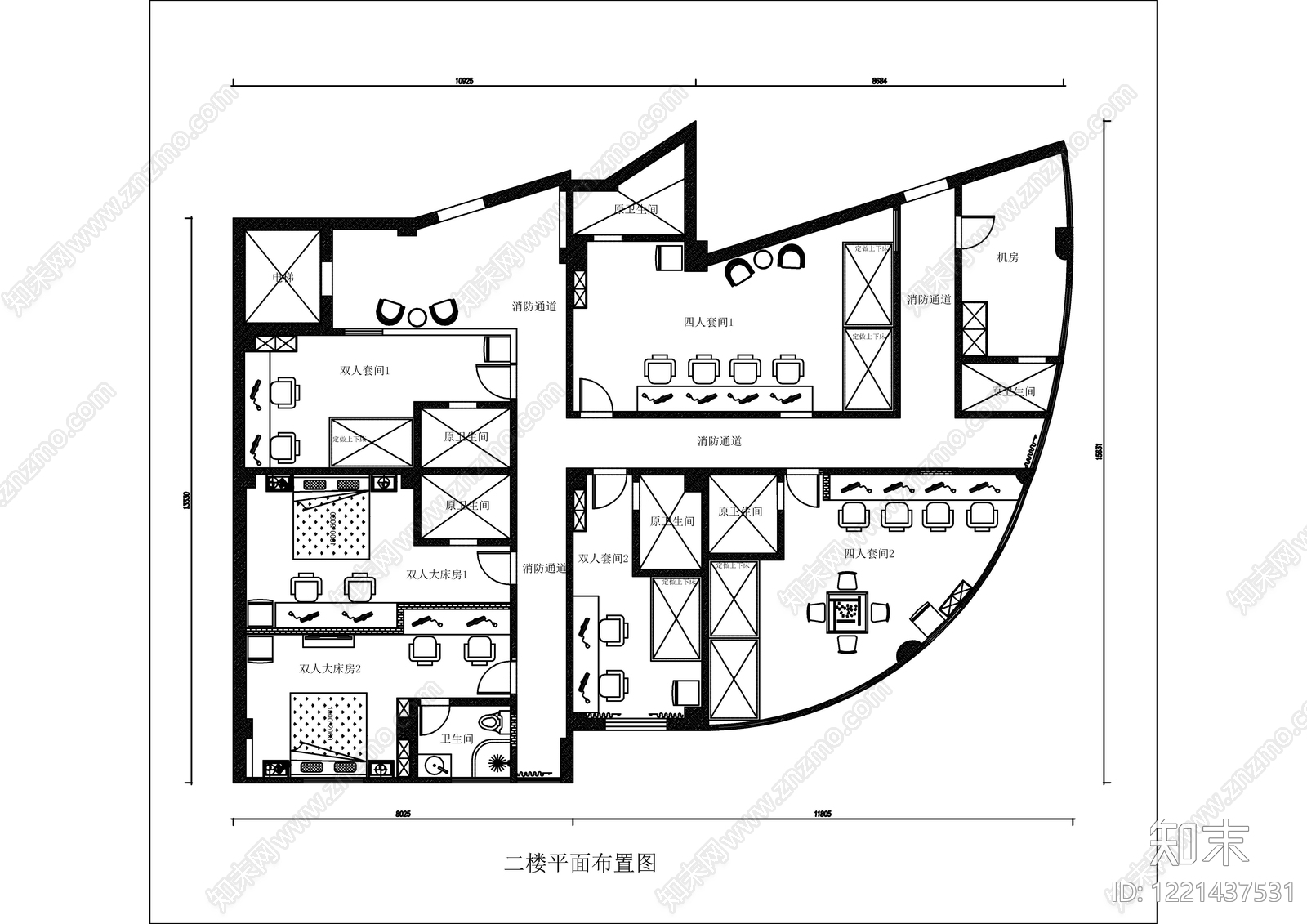 轻奢酒店客房CAD图纸