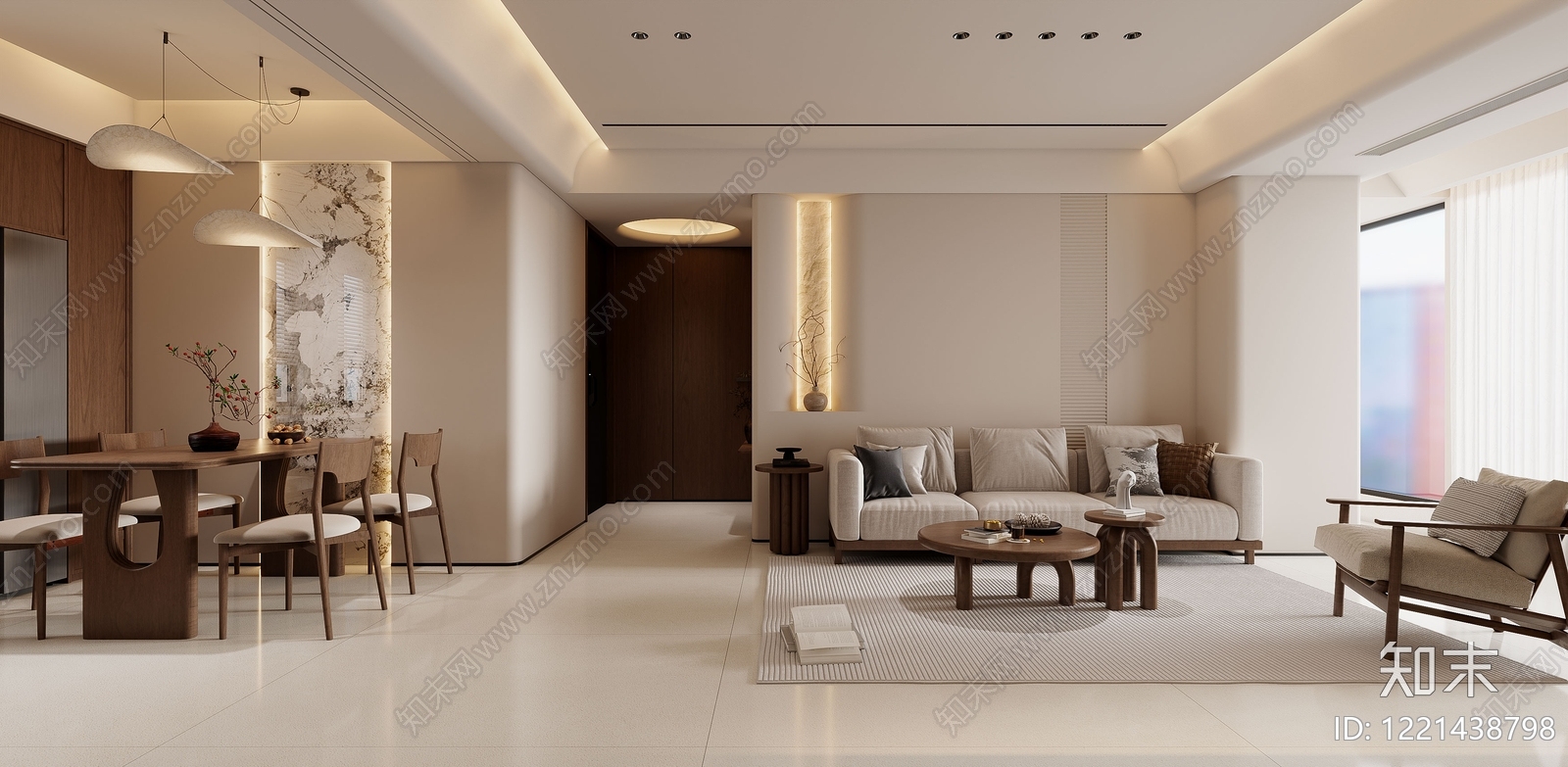 新中式客餐厅3D模型下载【ID:1221438798】