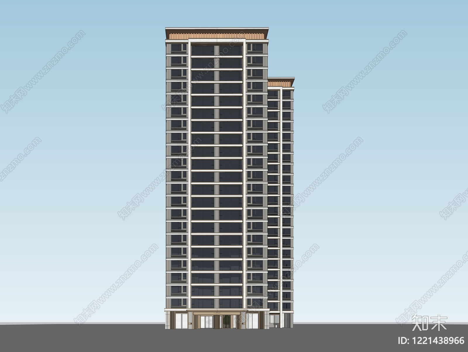 现代主义小高层住宅楼SU模型下载【ID:1221438966】