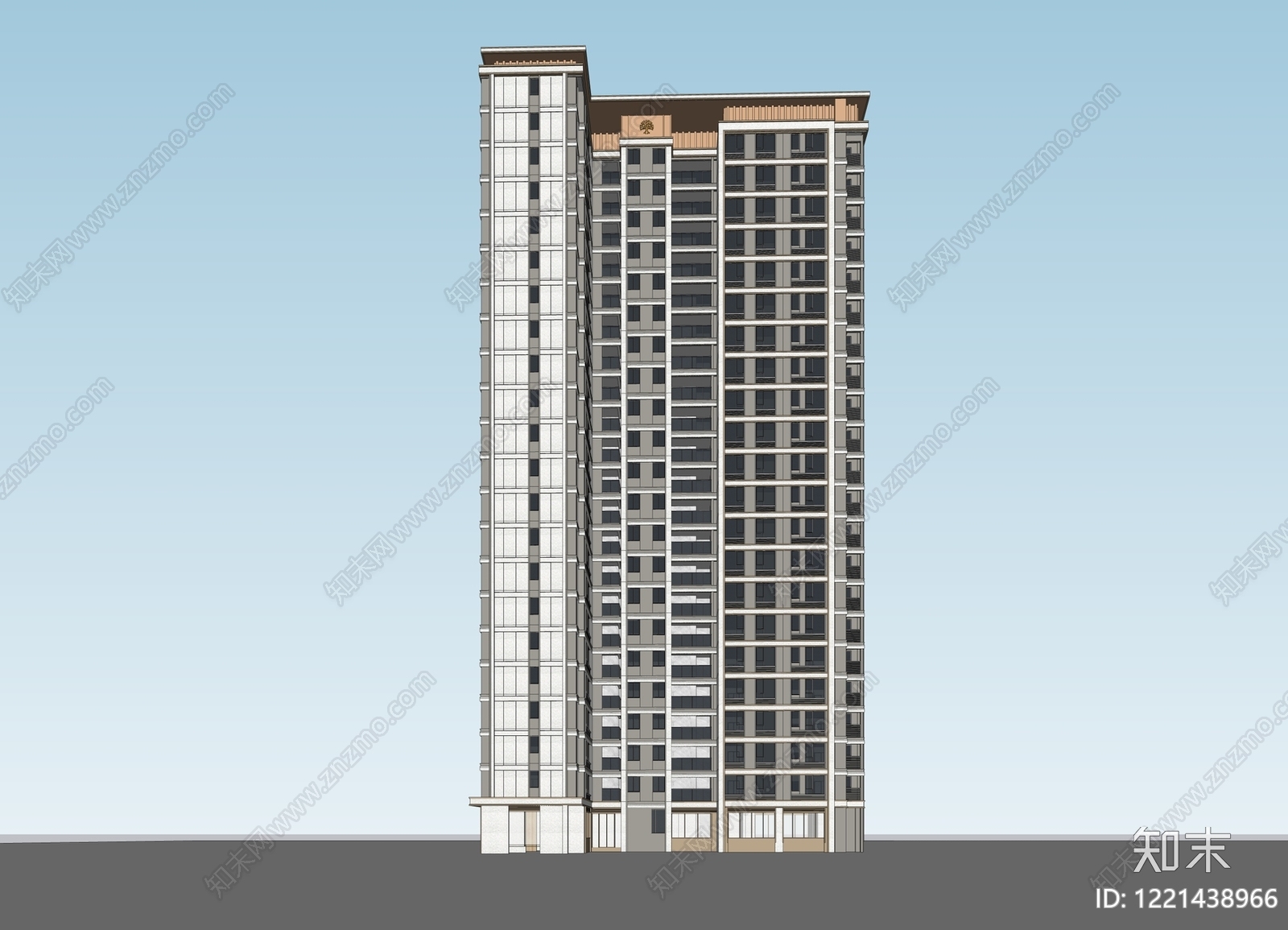 现代主义小高层住宅楼SU模型下载【ID:1221438966】